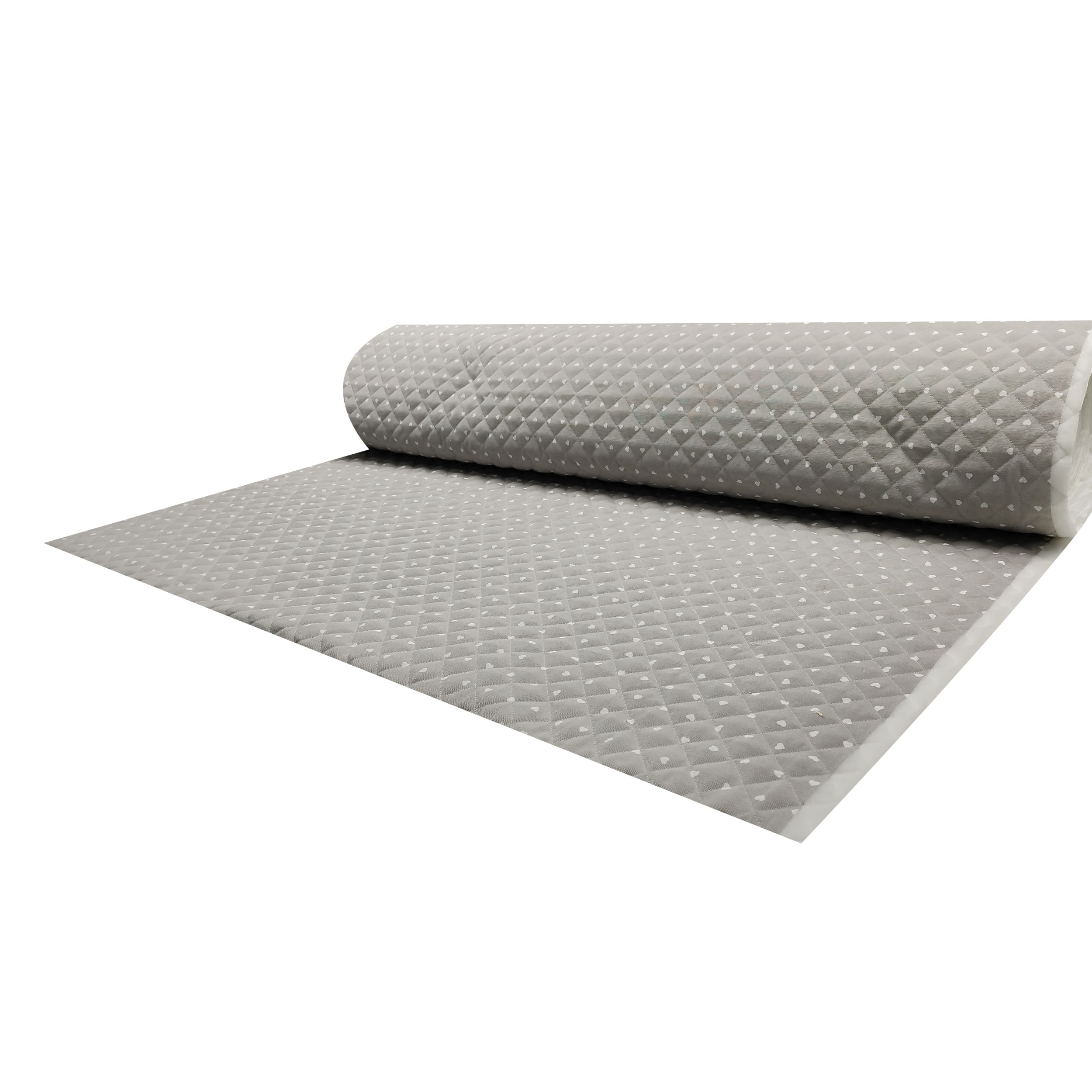 Quilted Cotton Mini White Hearts - Grey Image