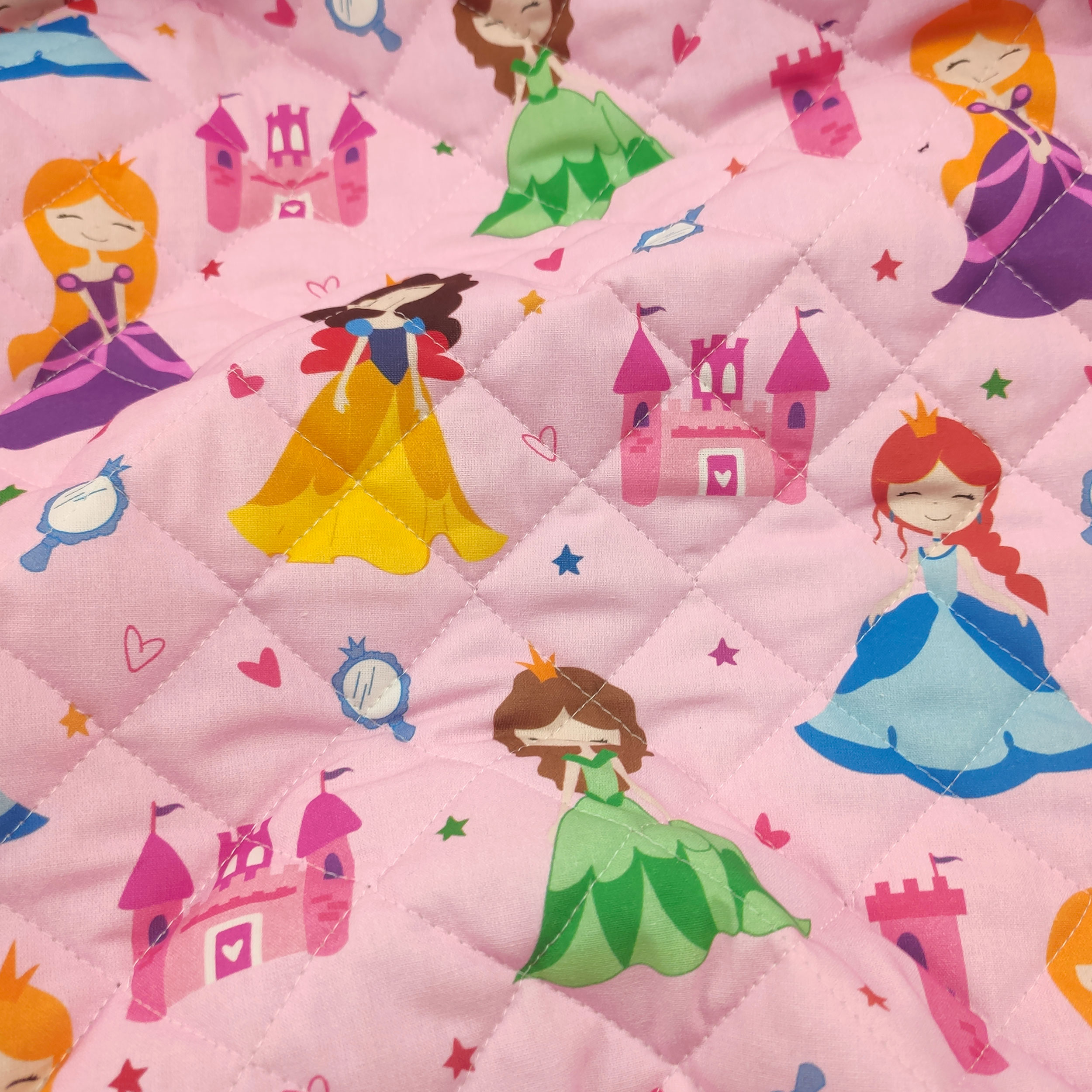 Quilted Fabric Princesses Pink Background Image