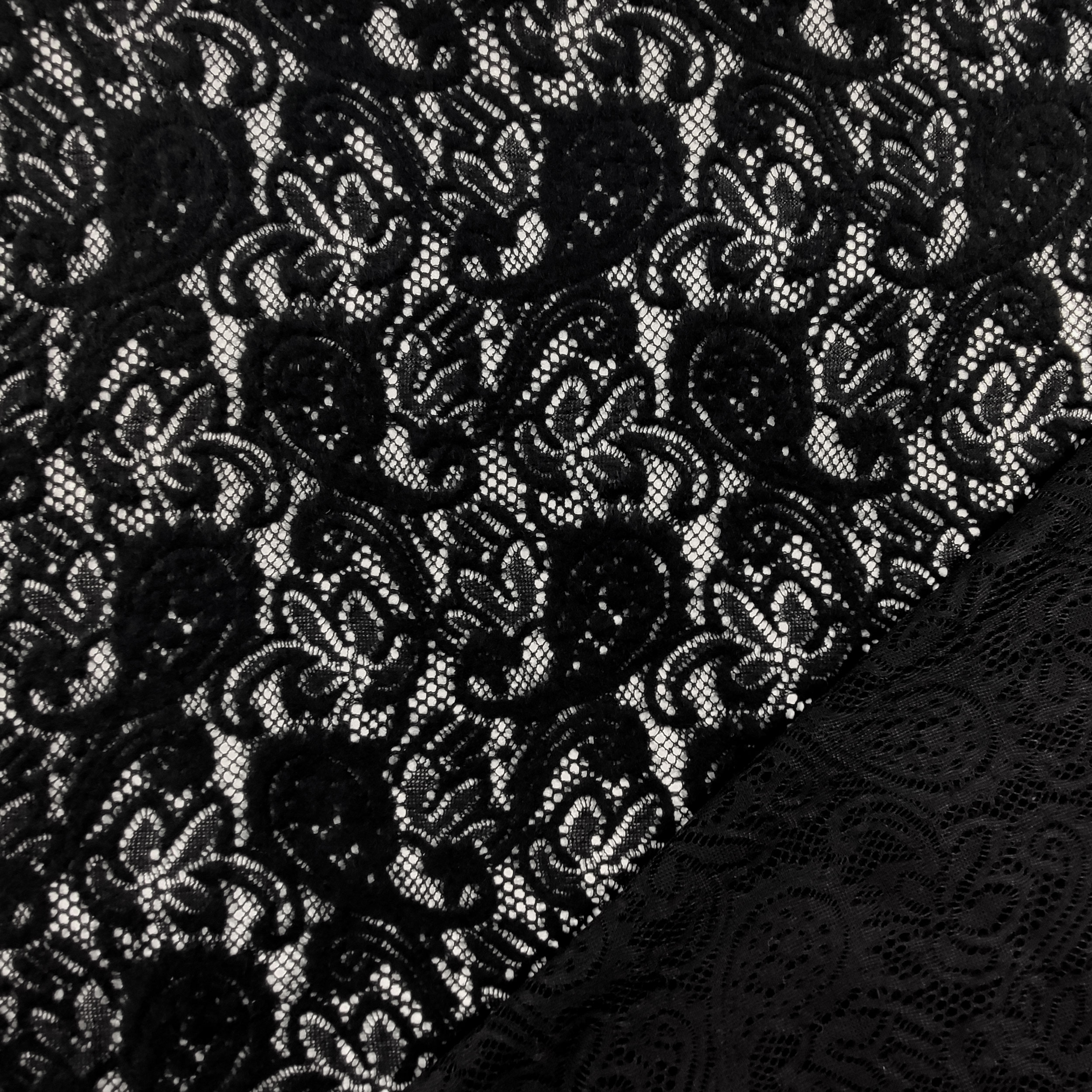 Mixed Wool Lace Black