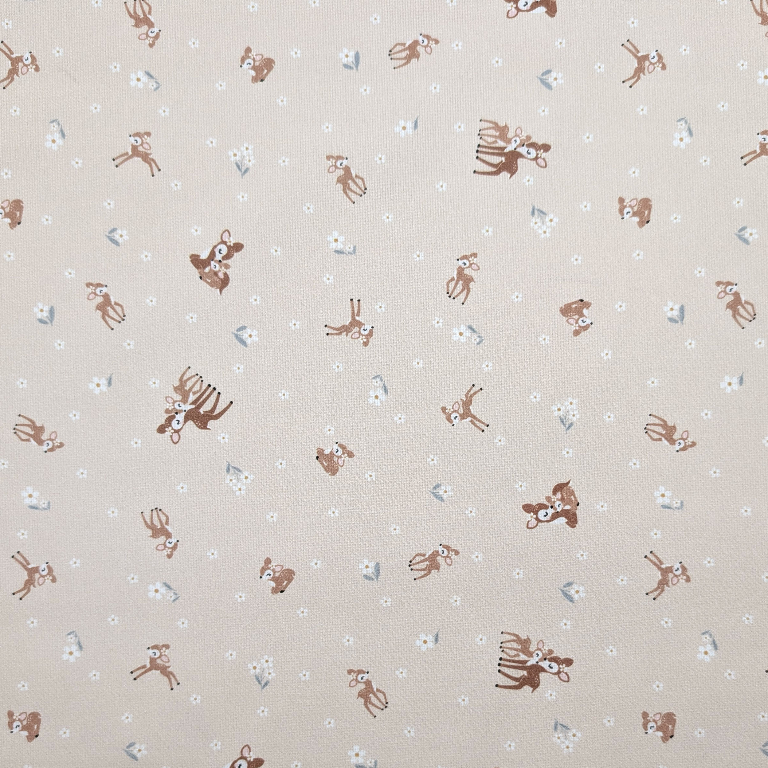 Cotton Piquet Deer and Flowers Image