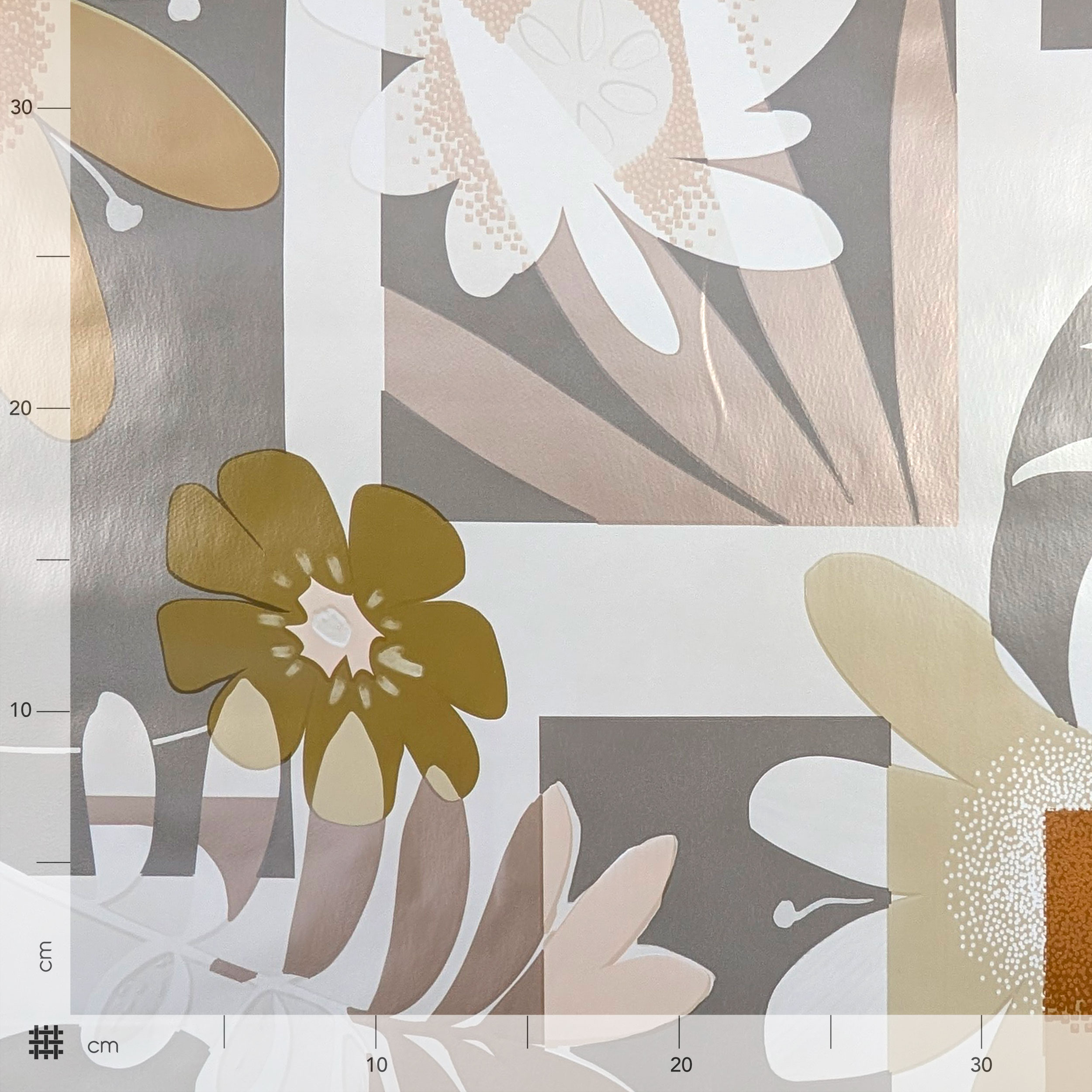 Neutral Tone Floral Plasticised Tablecloth Fabric Image