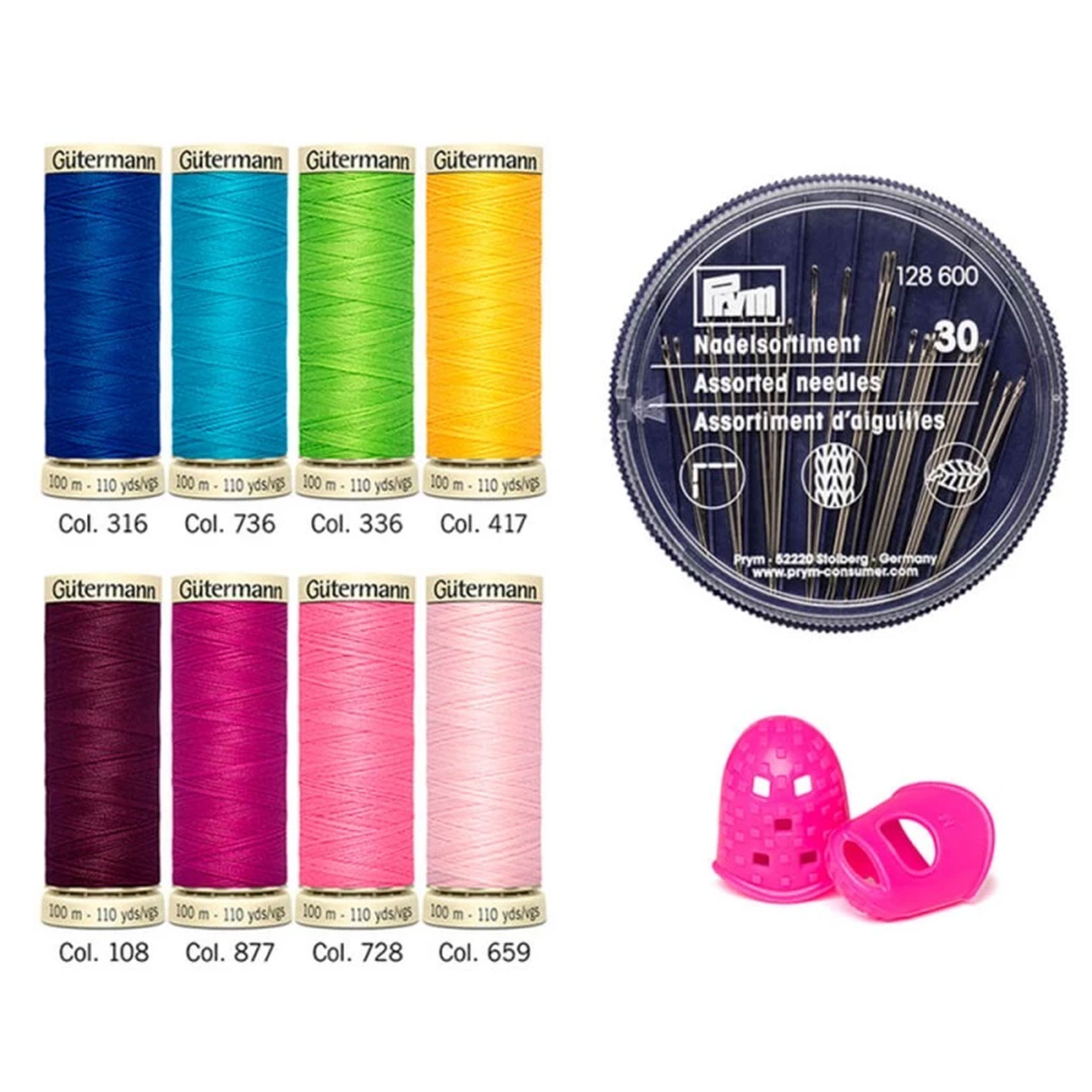 Gutermann Creative Set 8 Bobbins with Needles and Thimbles Image
