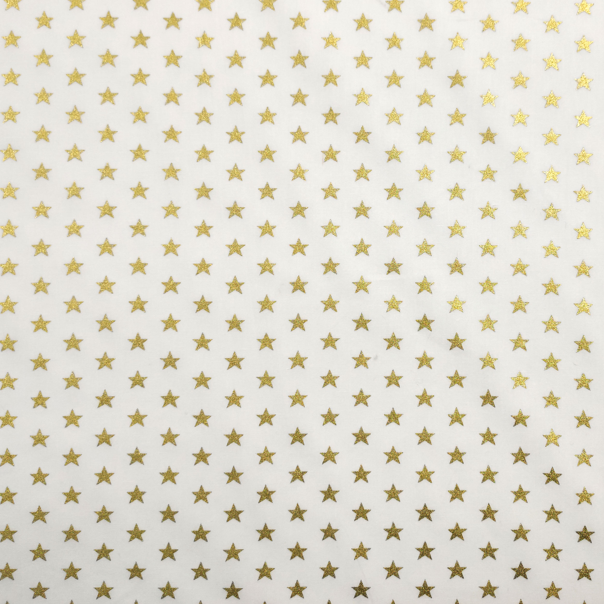 Tela de algodón Estrellas Lurex Fondo Dorado Blanco