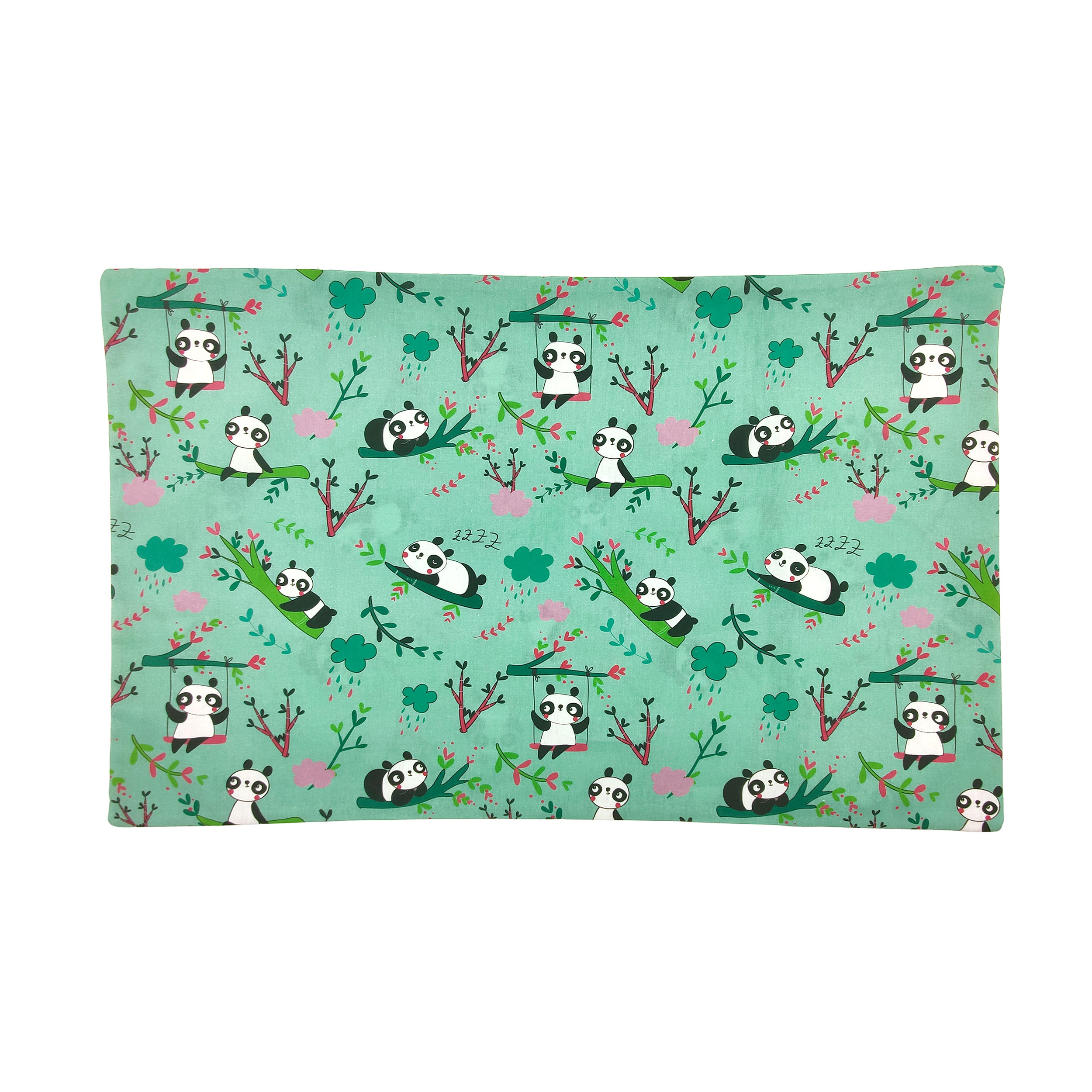 Taie d'oreiller à fond de panda vert menthe - Panini Fabrics
