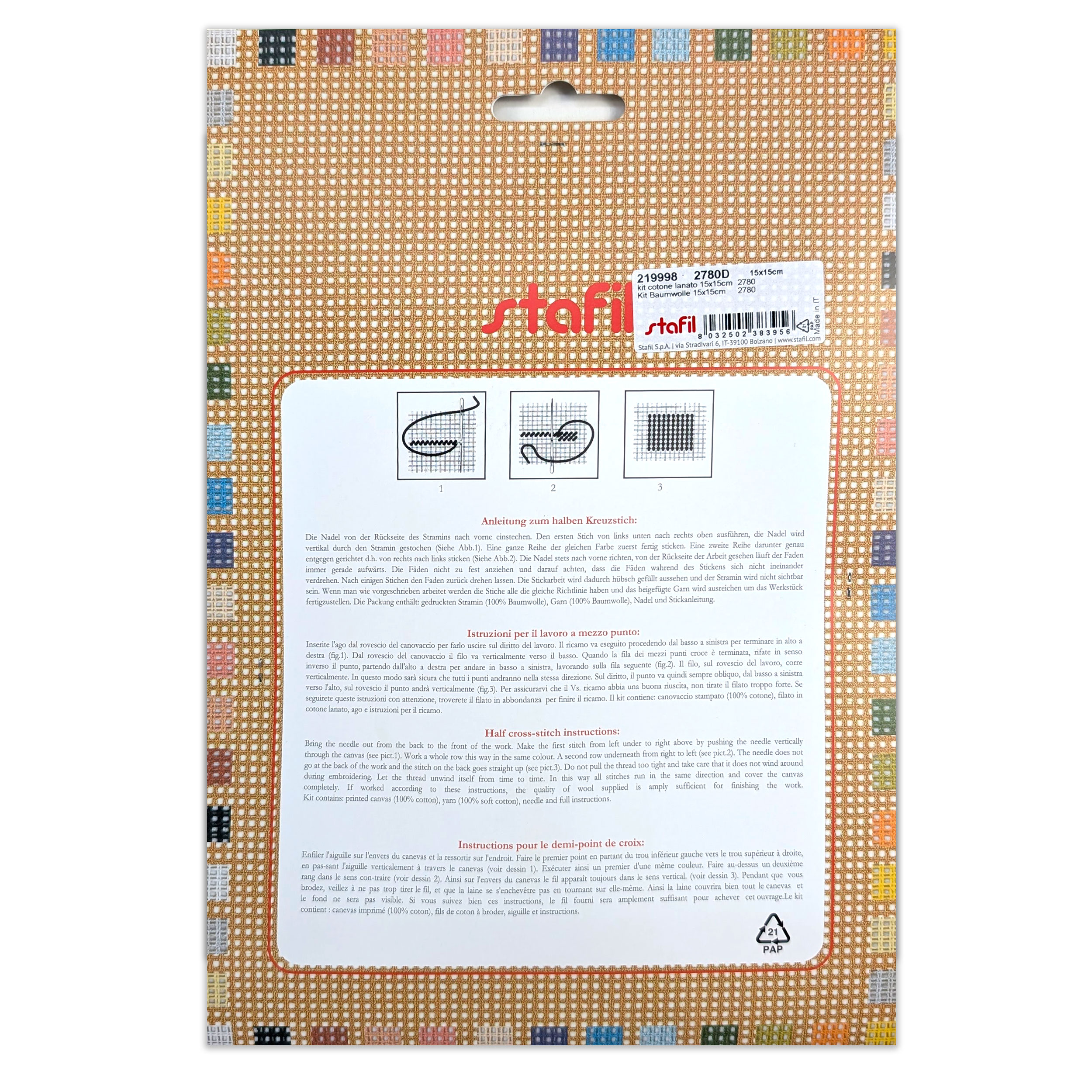 Cavalier King "I Quadretti" Half Cross Stitch Set Image
