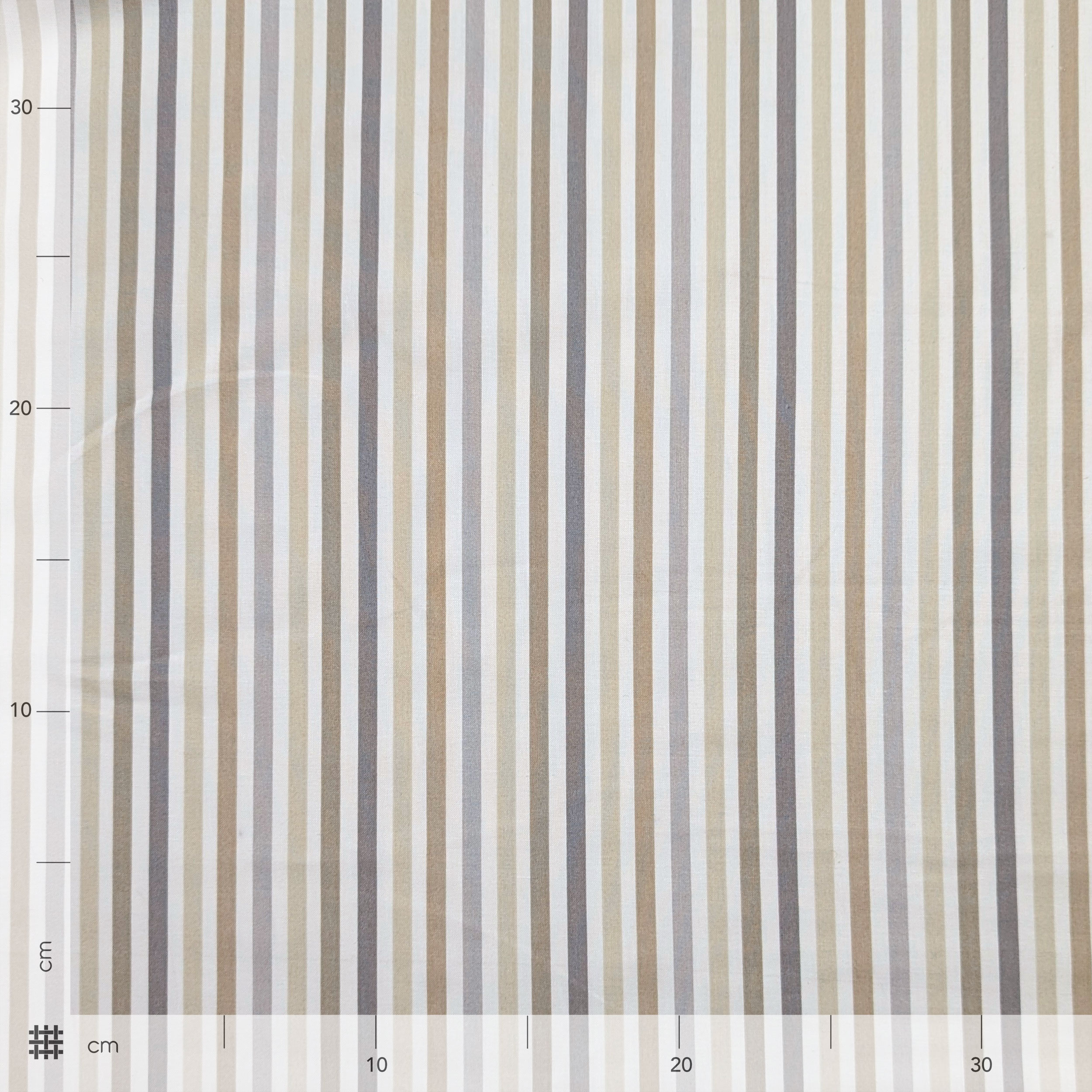 Beige Striped Cotton Fabric Image