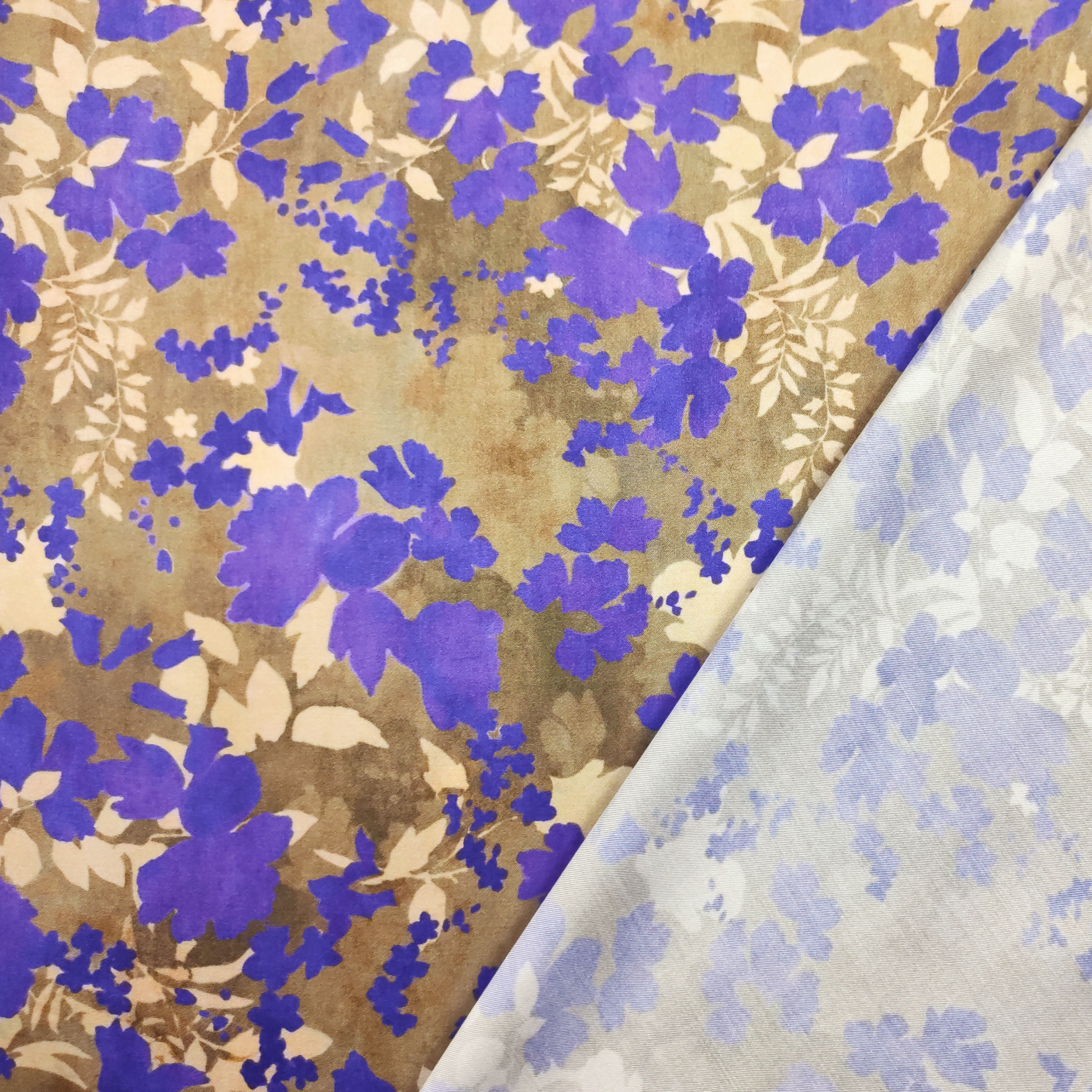 Satin Mixed Silk High Fashion Purple Flowers