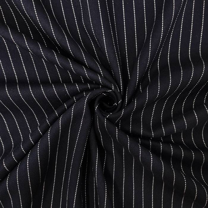 Dark Blue Pinstripe Stretch Viscose Image