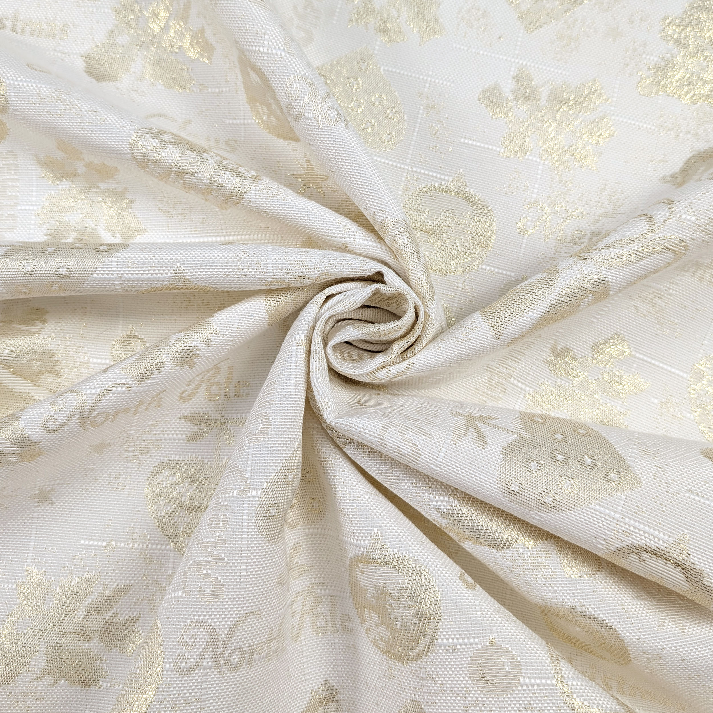 Jacquard Frohe Weihnachten Weiß Gold Lurex H 280 cm Image