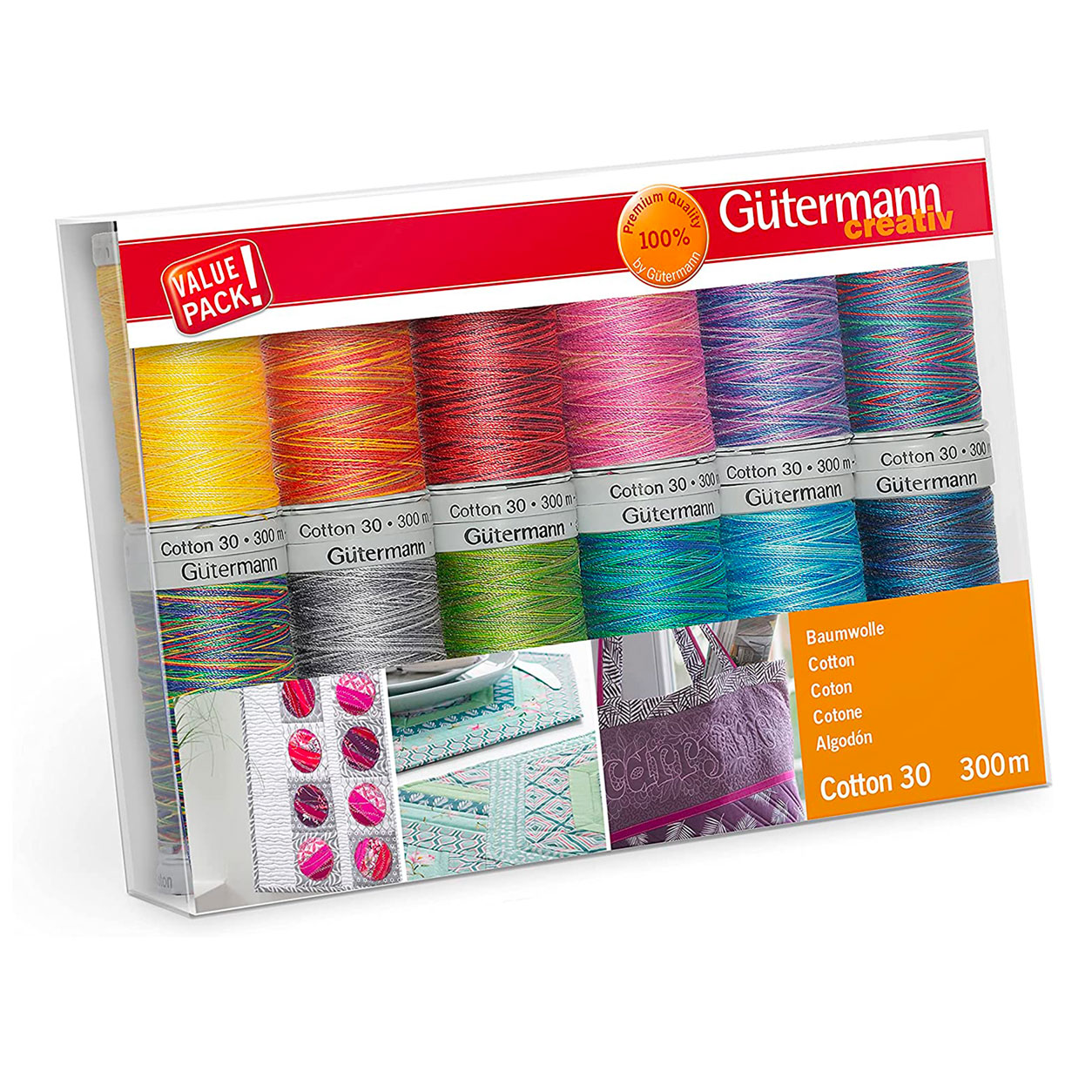 Hilo de algodón Gutermann 300 m 12 bobinas Multicolor