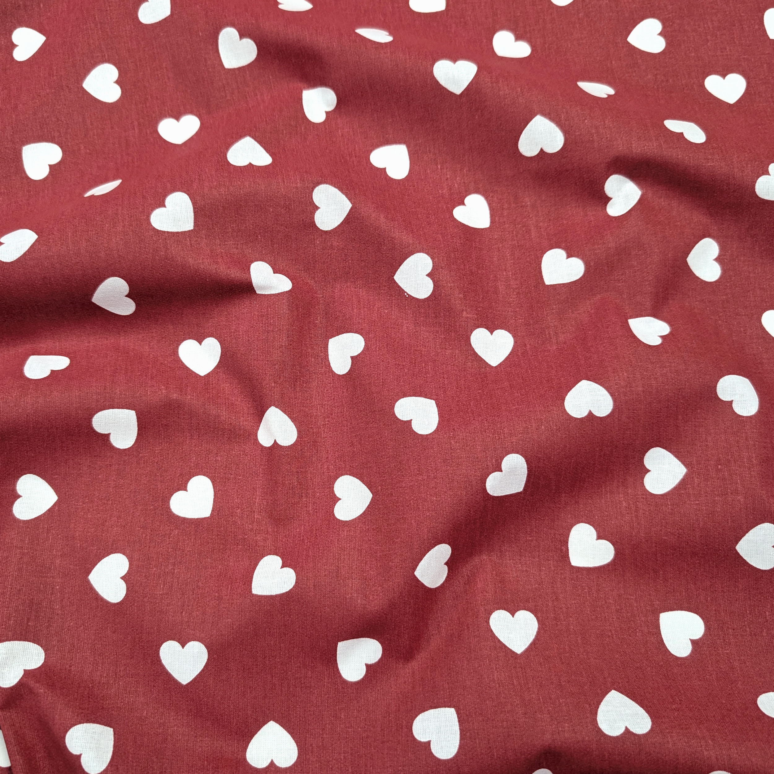 Cotton White Hearts with Red Background Image