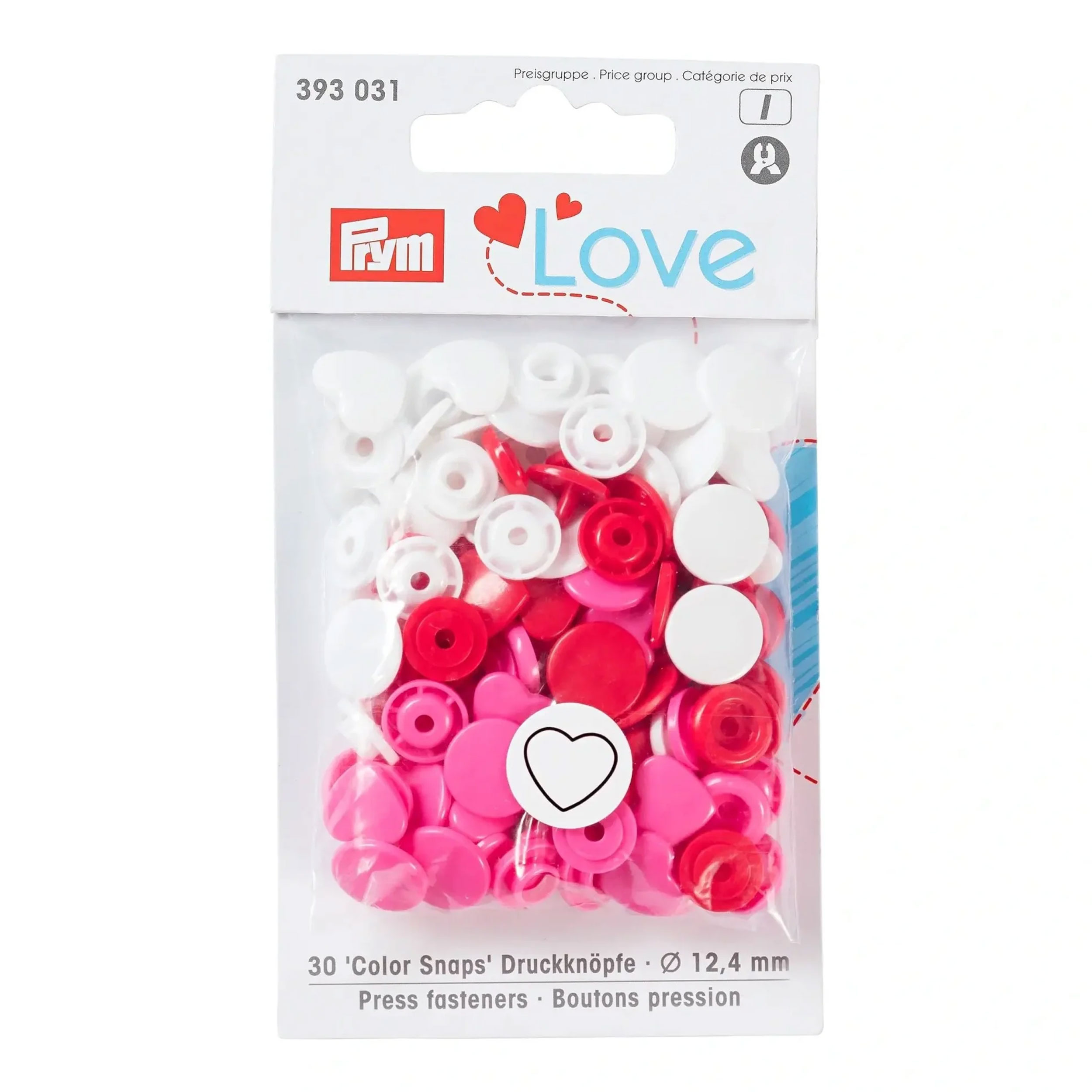 Boutons-pression Color Snap Hearts Pink Prym Love 12.4 mm