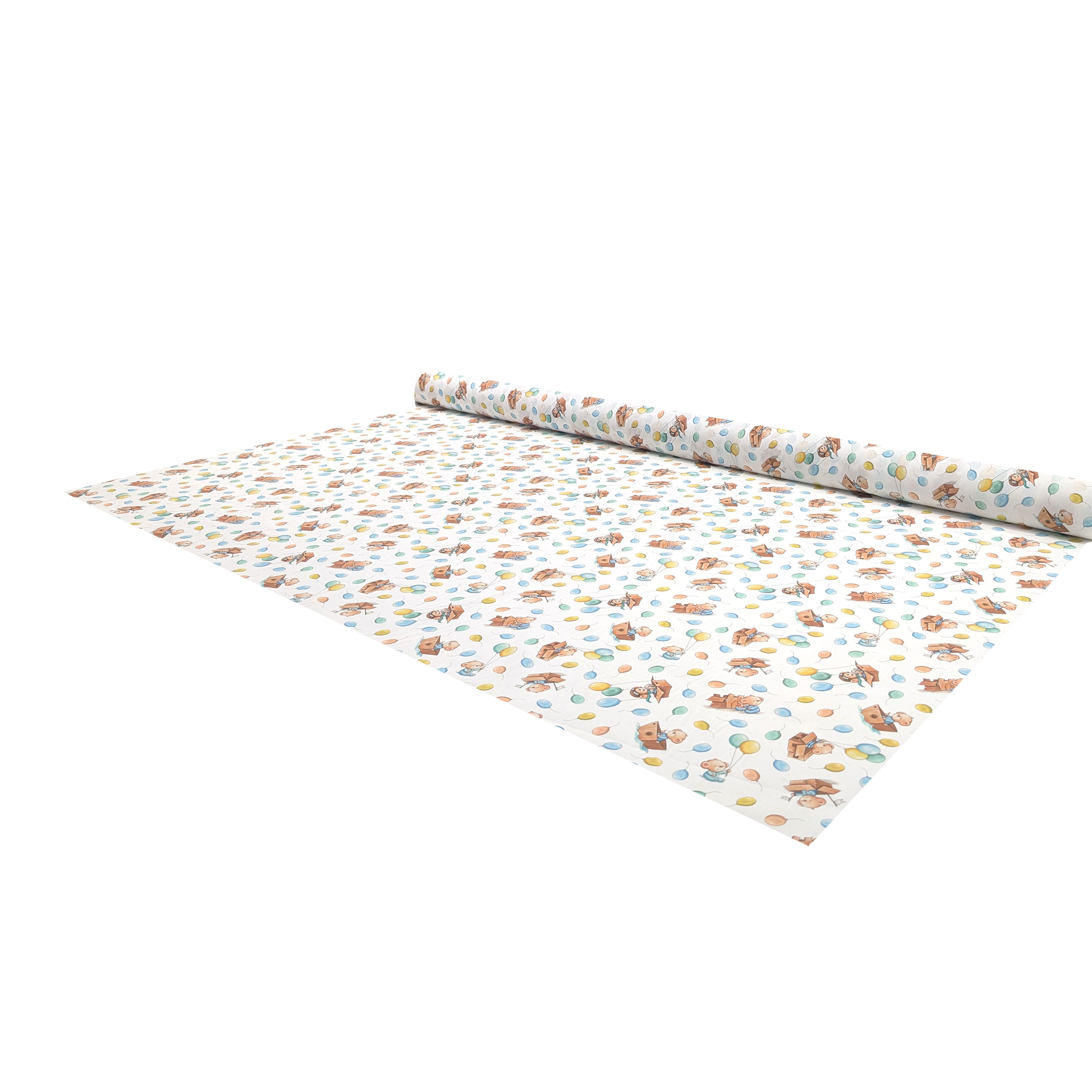 Percale Cotton with Teddy Bears and Colourful Balloons Image