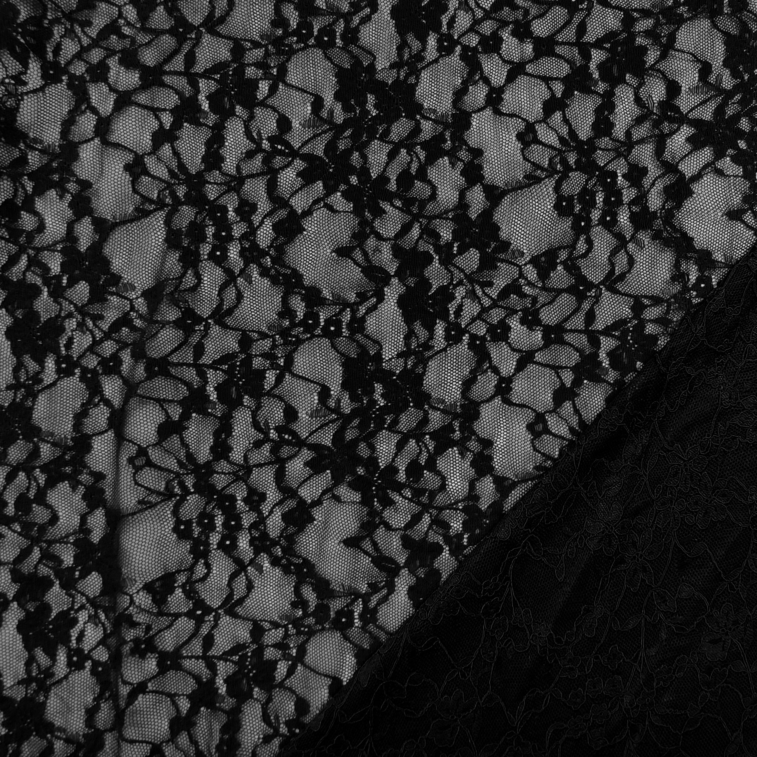 Elastic Floral Lace in Black