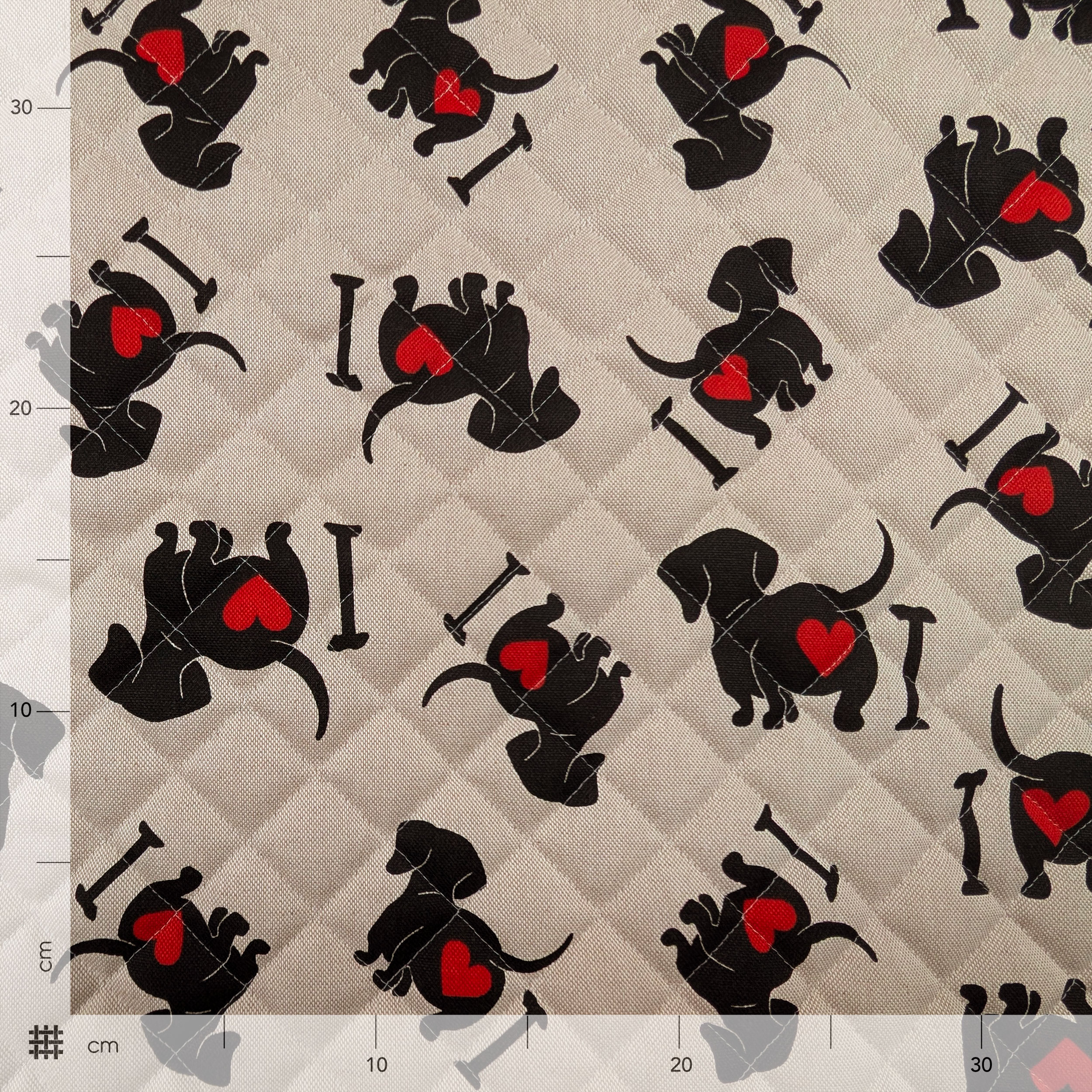 I Love Dachshunds patterned quilted fabric Image