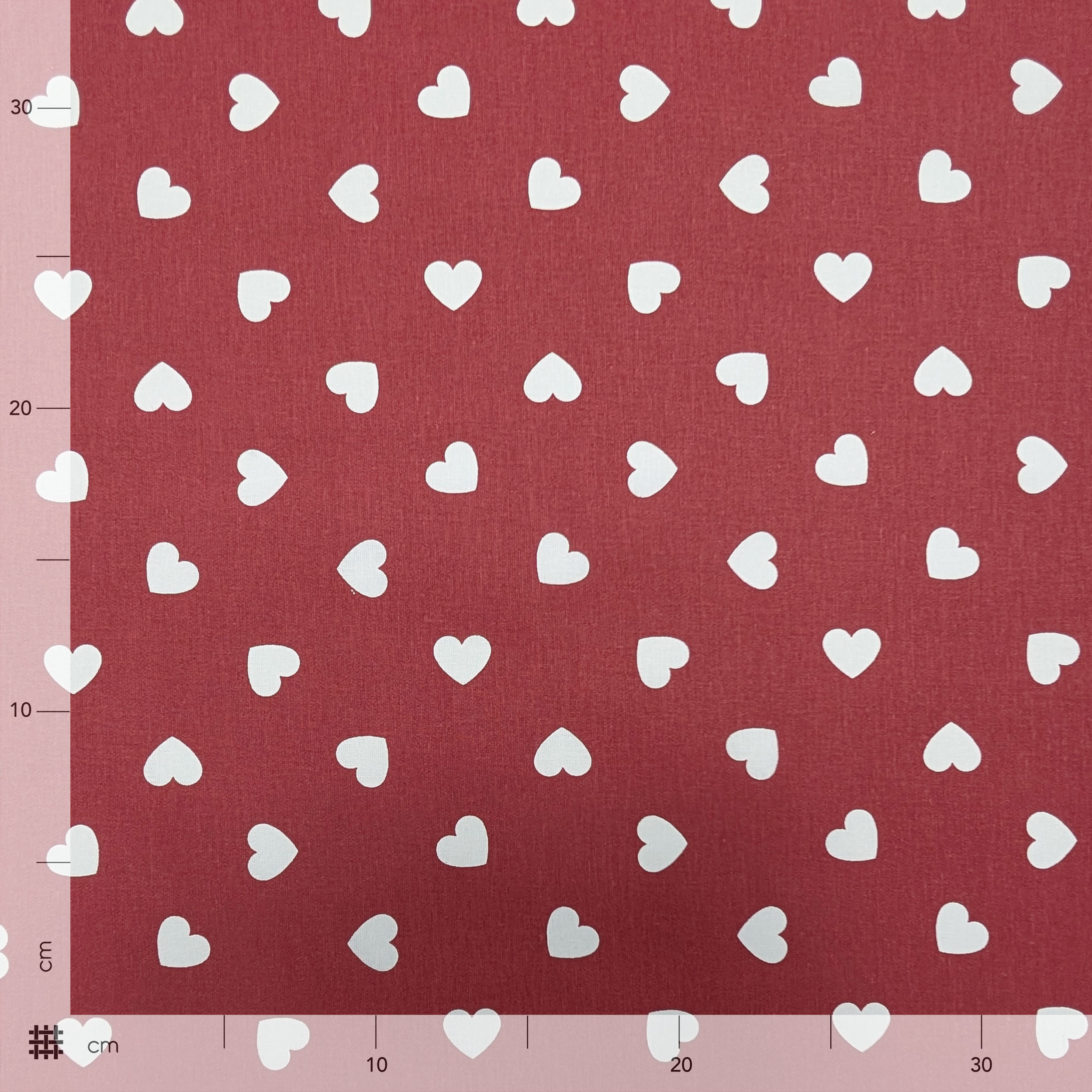 Cotton Sheet White Hearts with Red Background Image