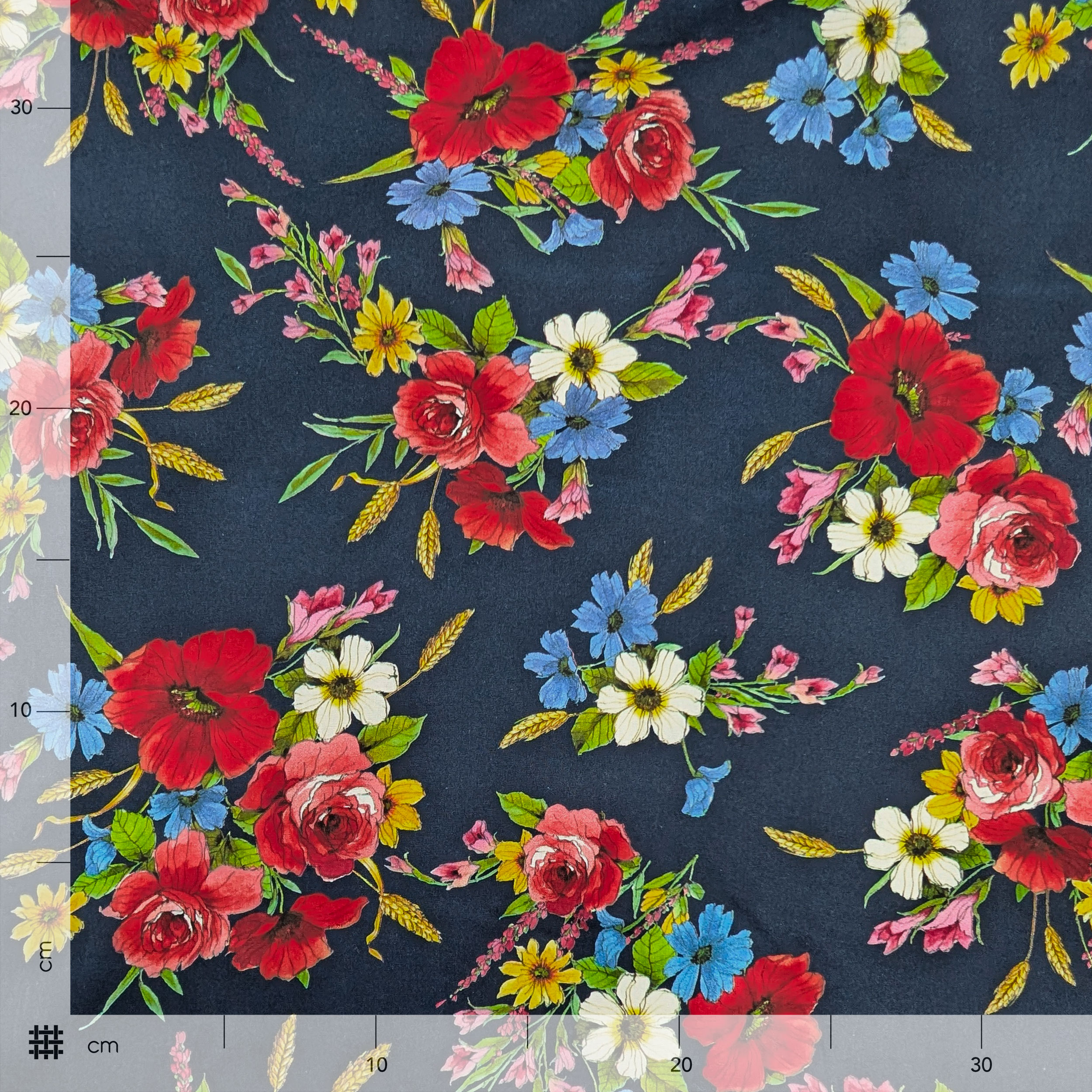 Cotton Fashion Flowers Background Blue Image