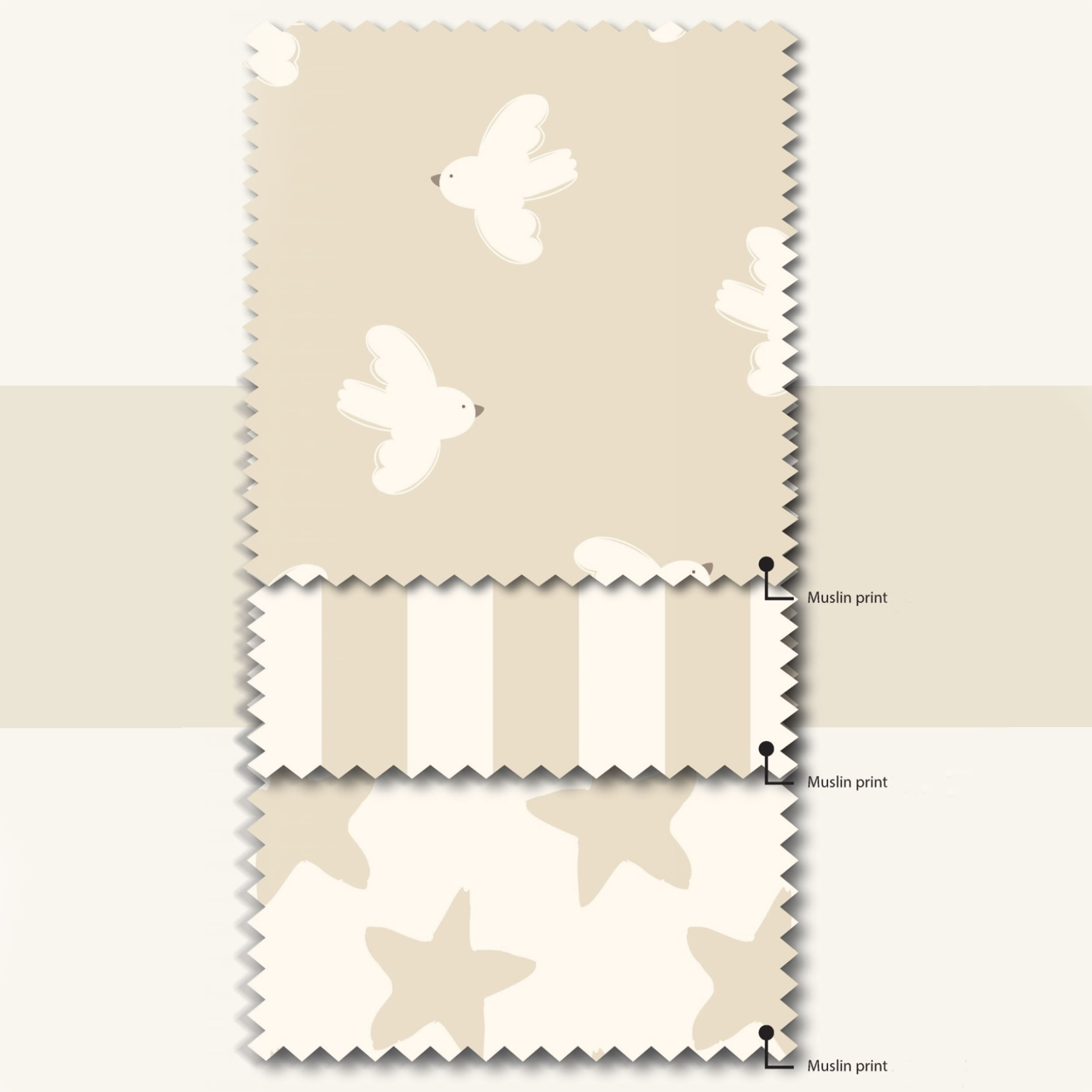 Cotton Muslin Beige Stars Image