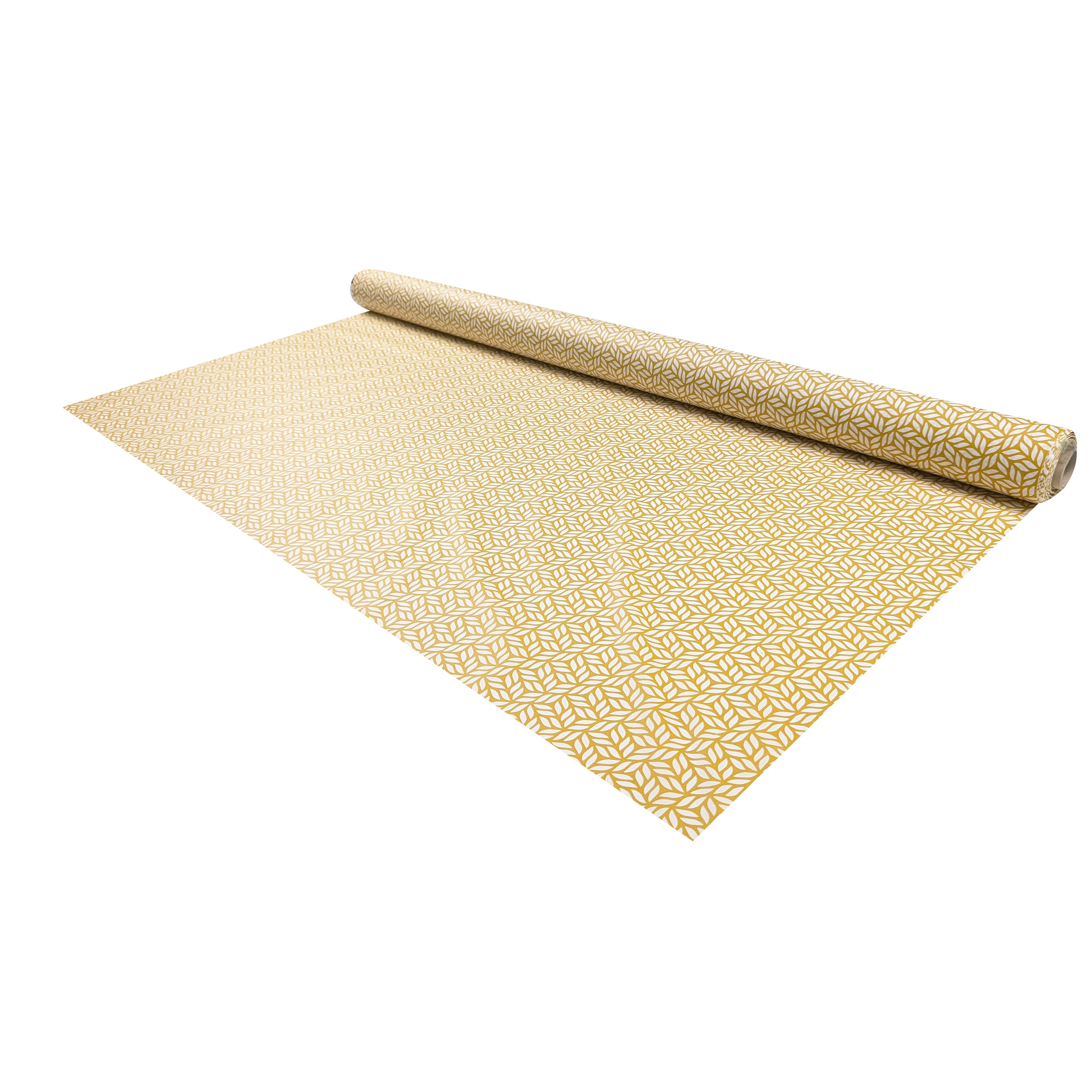Enduite Tablecloth Fabric Stain-Free Mustard Abstract Leaves Image