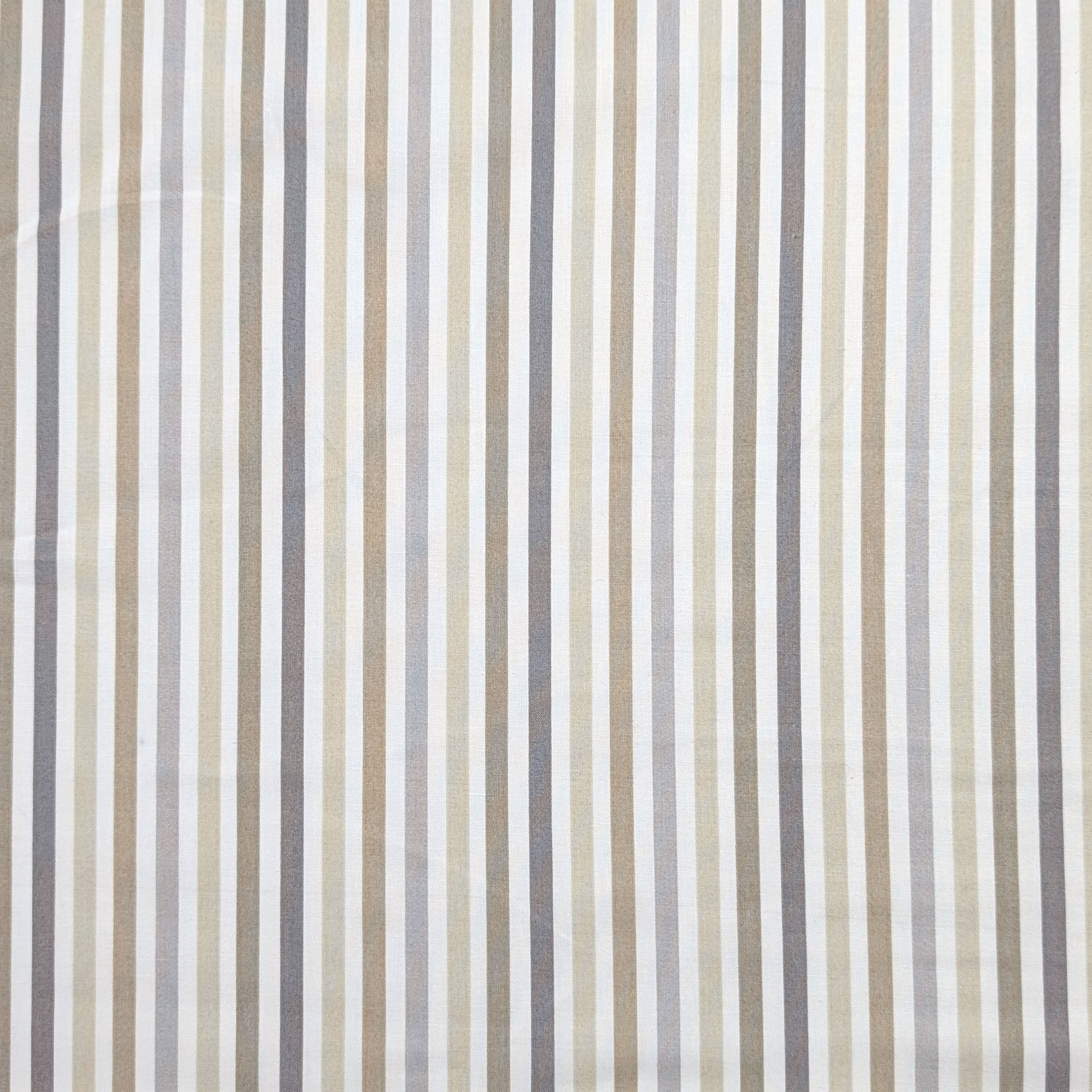 Beige Striped Cotton Fabric Image