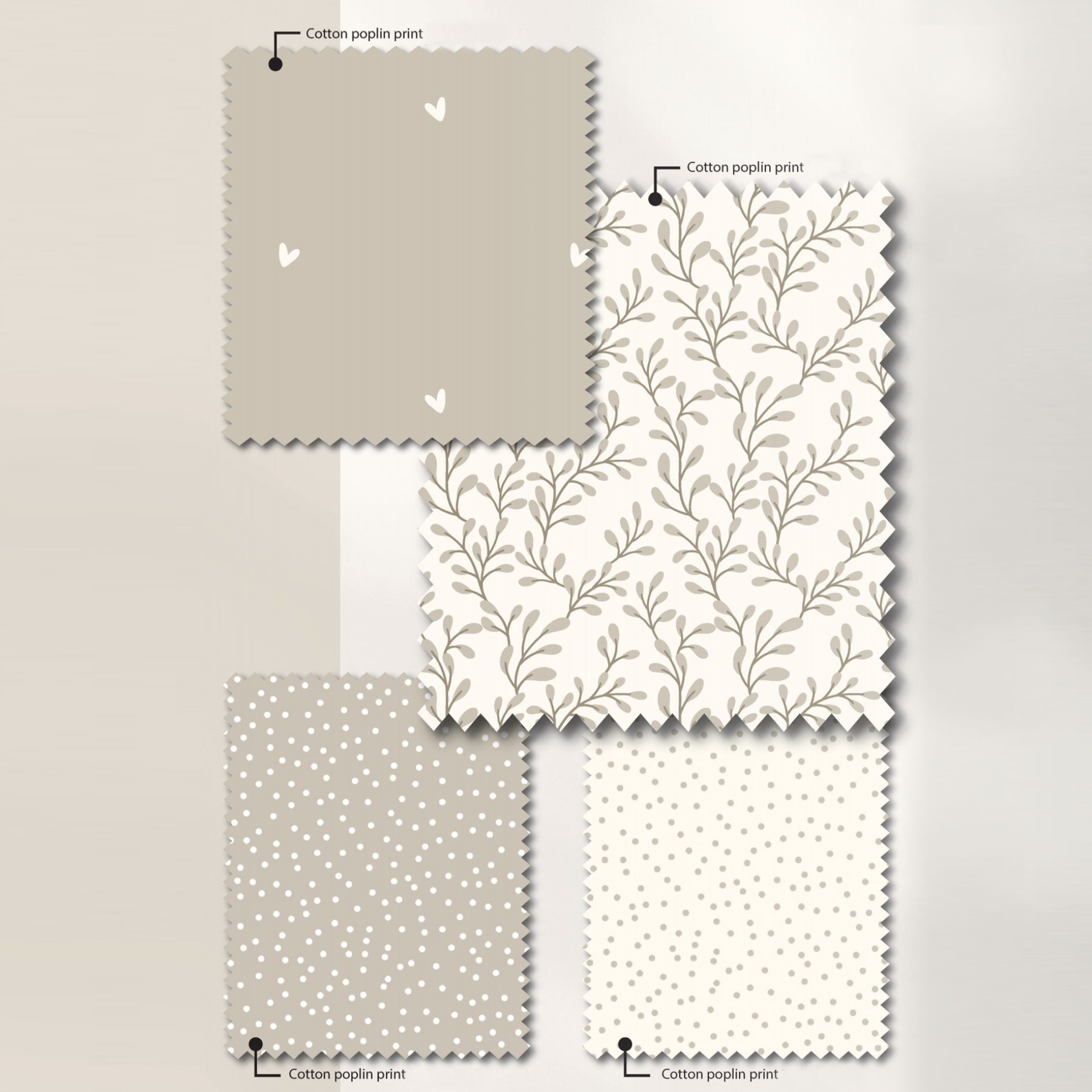 Poplin Cotton White Polka Dots Beige Background Image