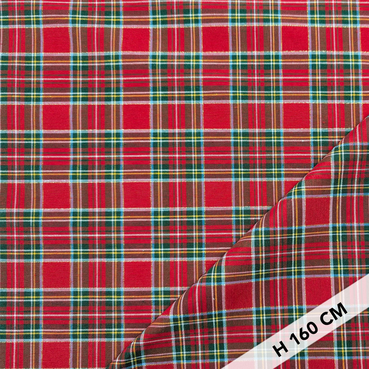 Medium Red Lurex Tartan Fabric Image