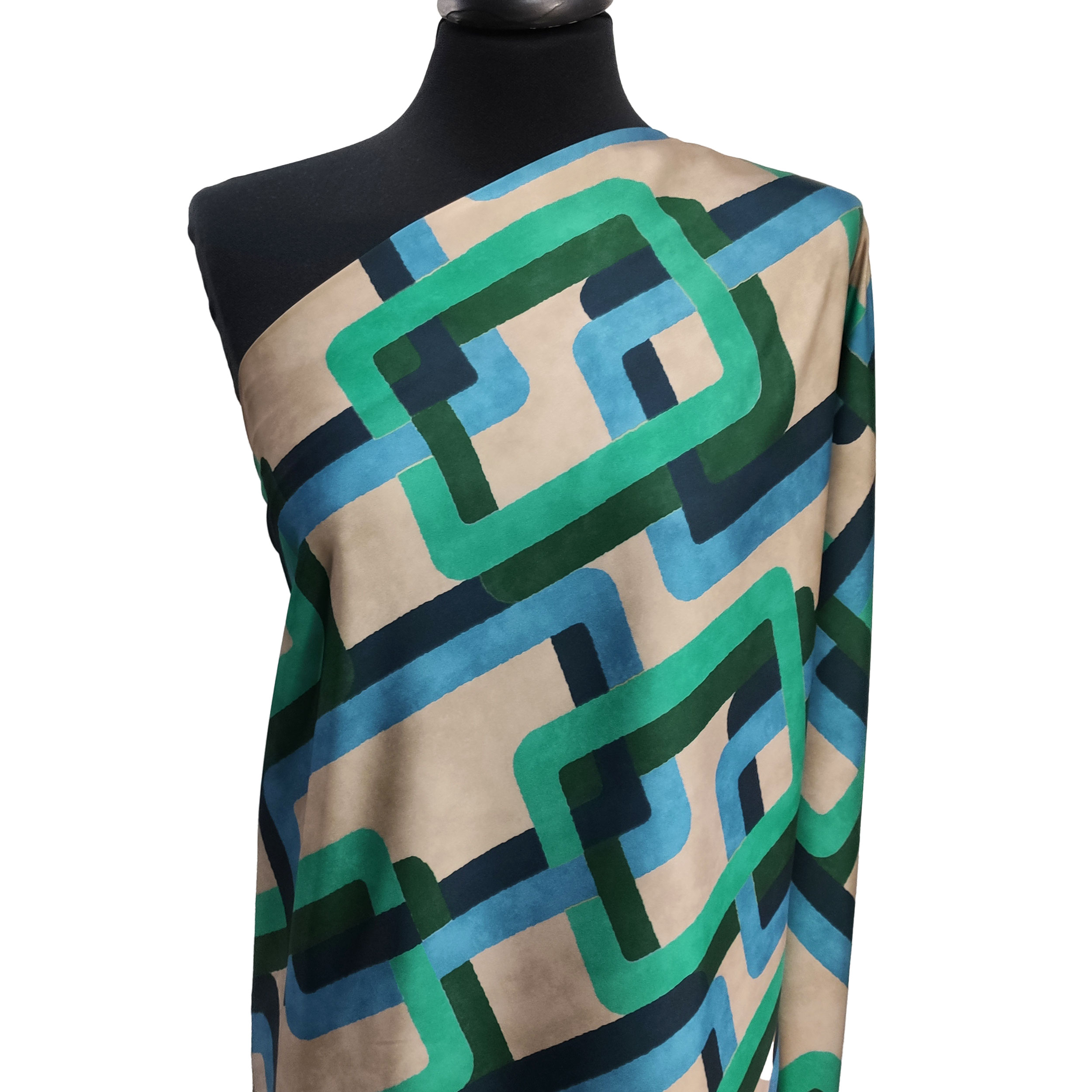Alta Moda Geometría Afeitado Tonos Verdes y Azules