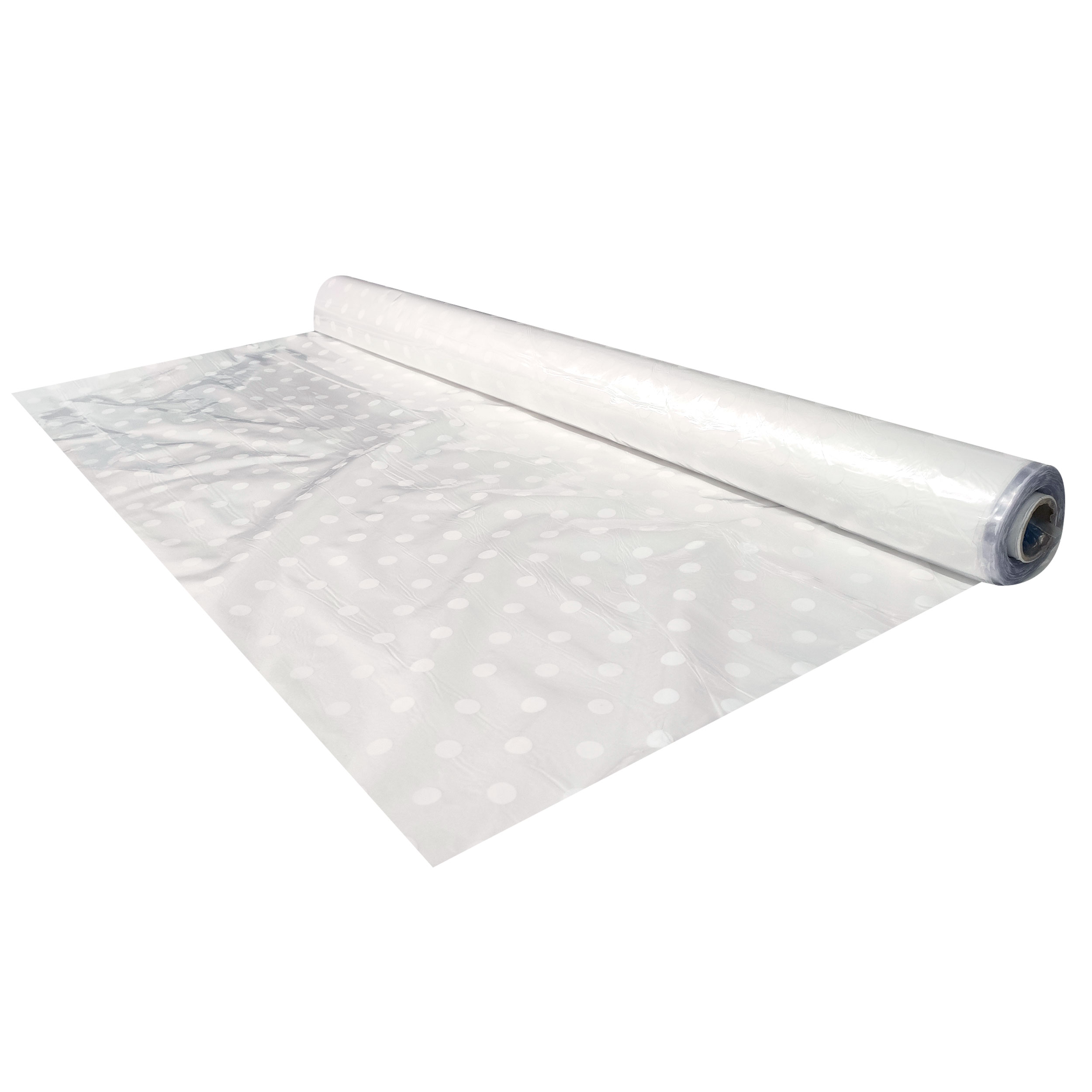 Tissu pour nappe plastifiée Blanc à pois
