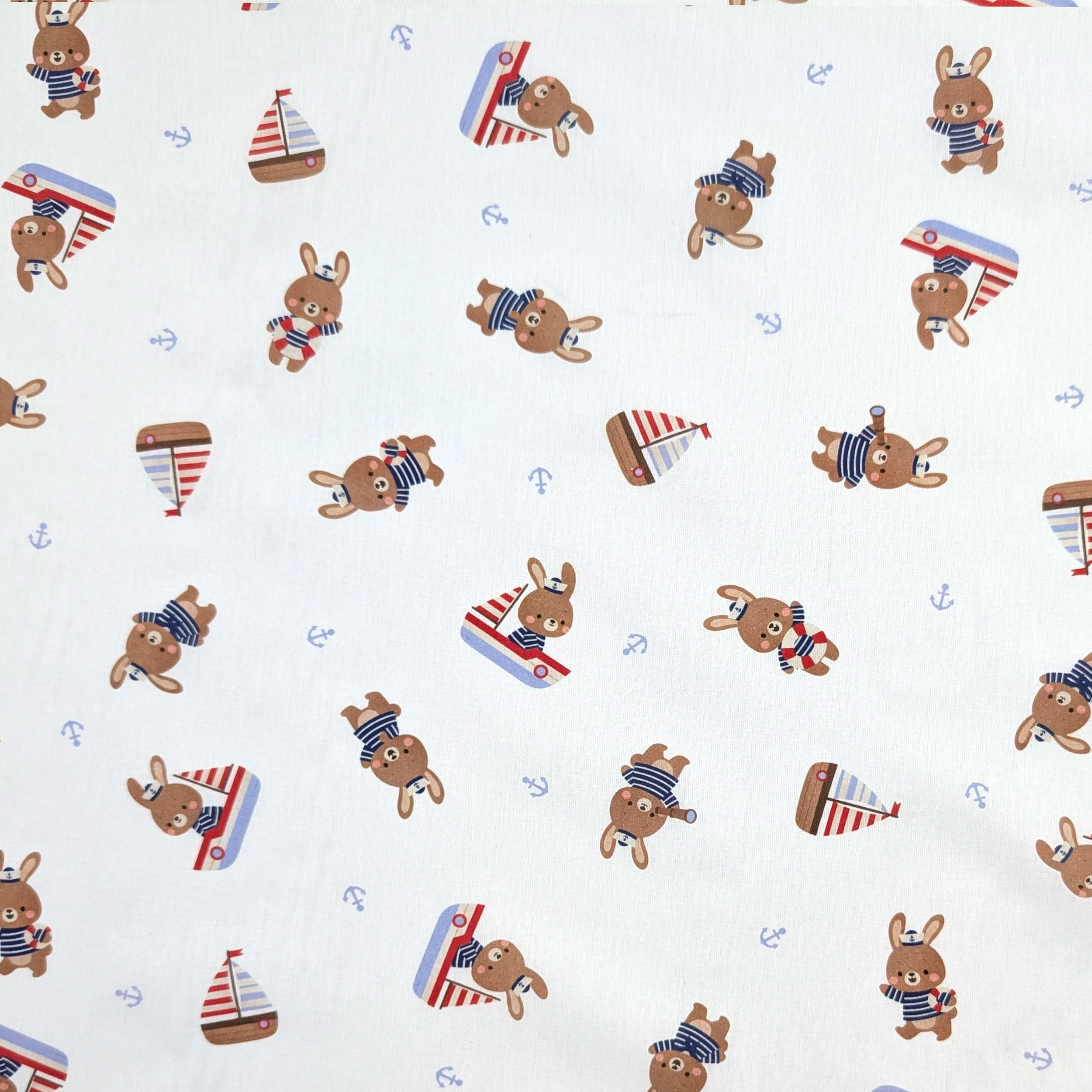Percale Cotton: Bunnies in a Boat Image