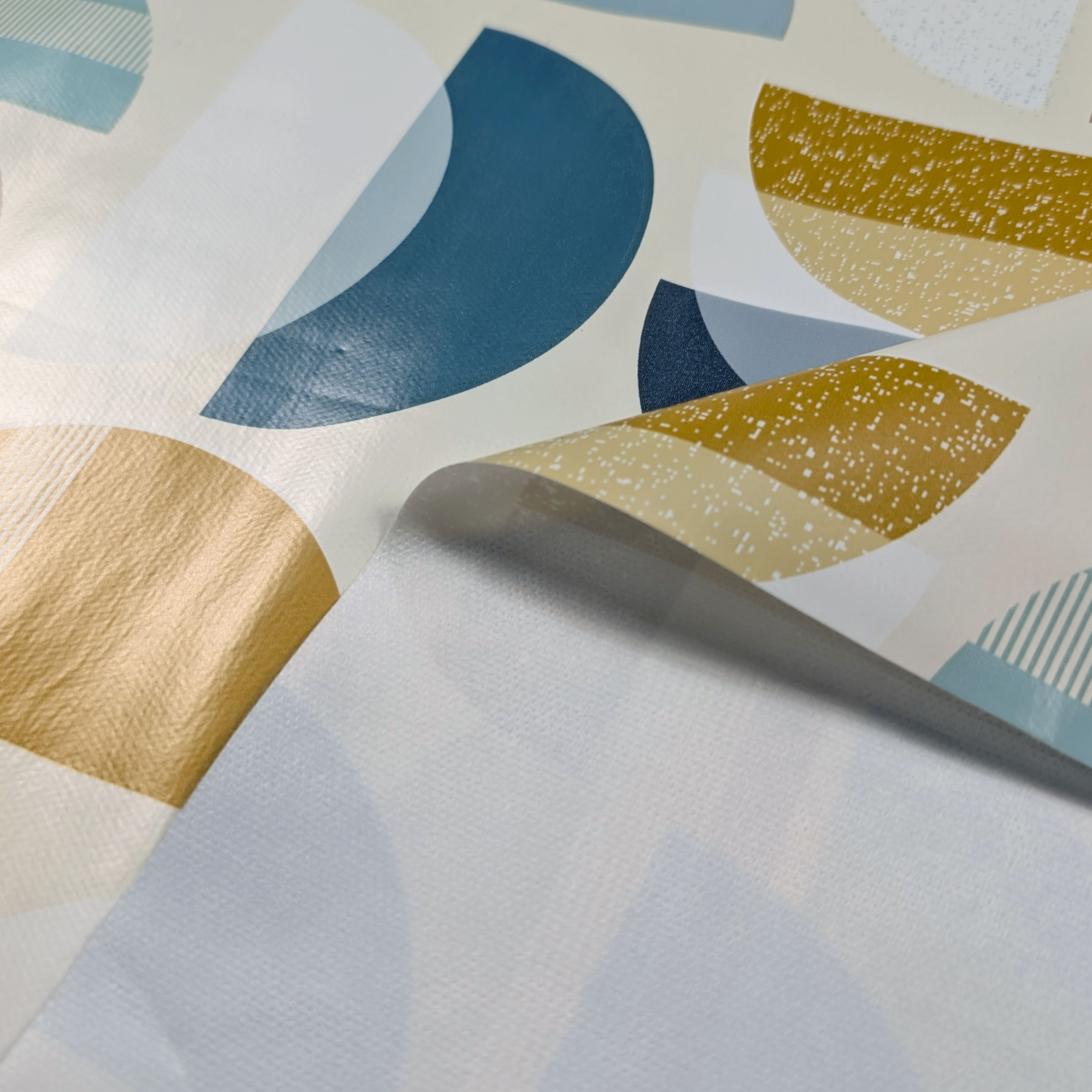 Fabric for Pop Art Plastic-coated Tablecloth Blue Beige Image