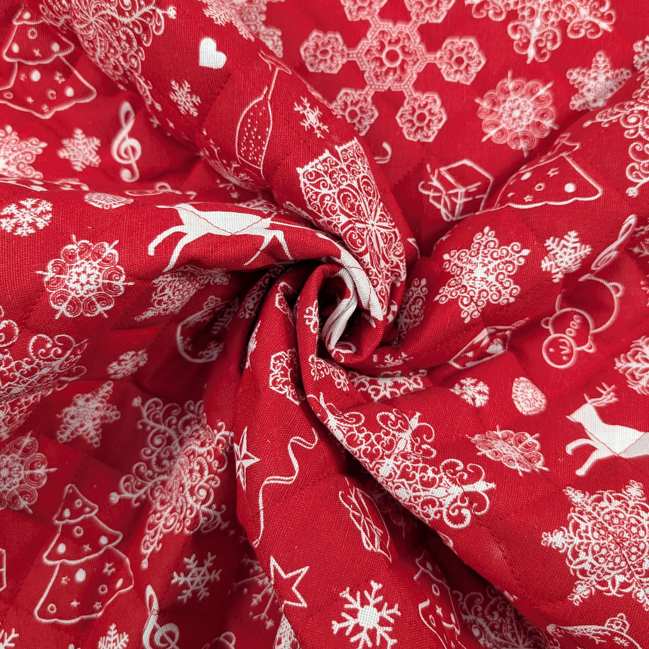 Red Quilted Fabric Snowflakes and Slides Image