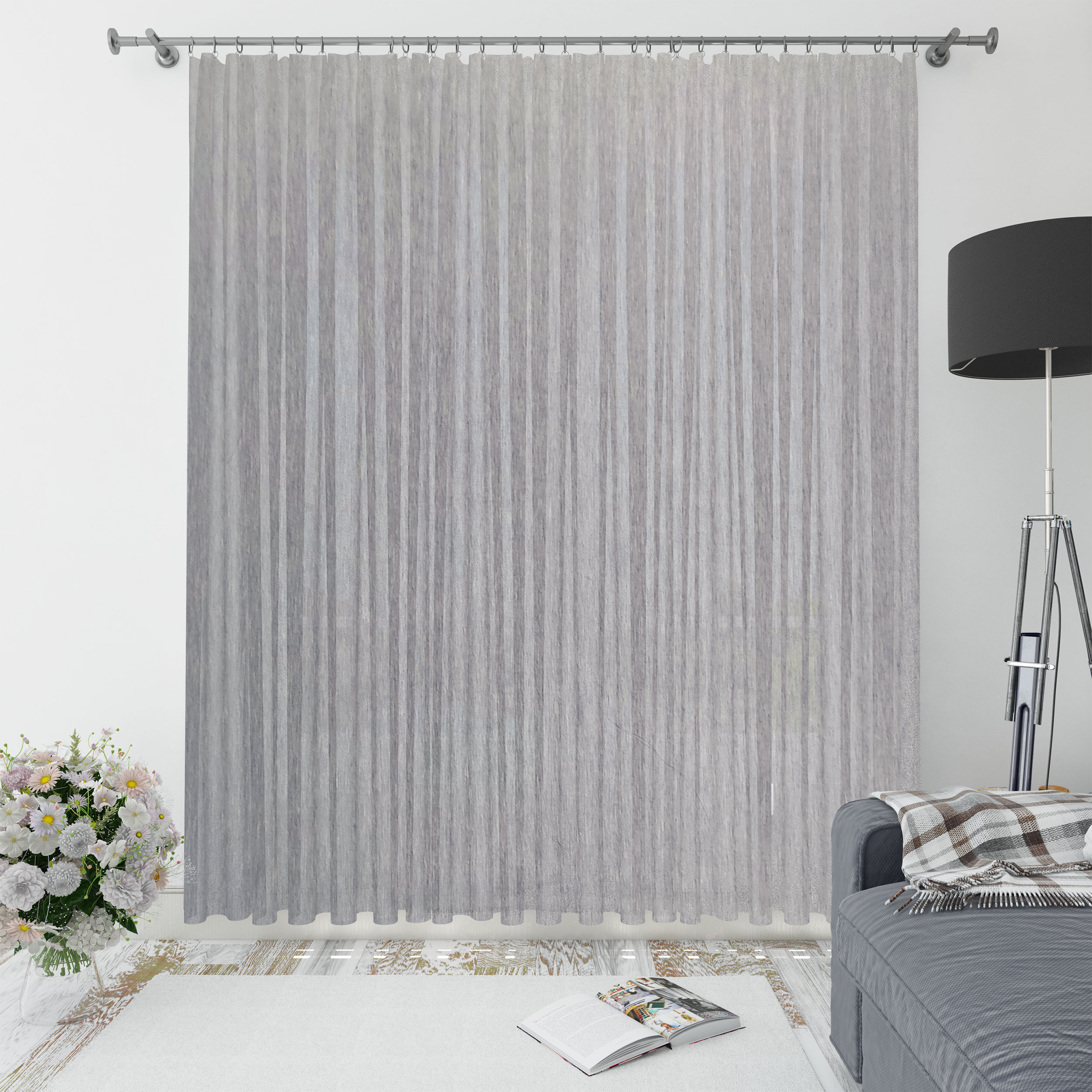 Tissu de rideau en fausse viscose gris Image