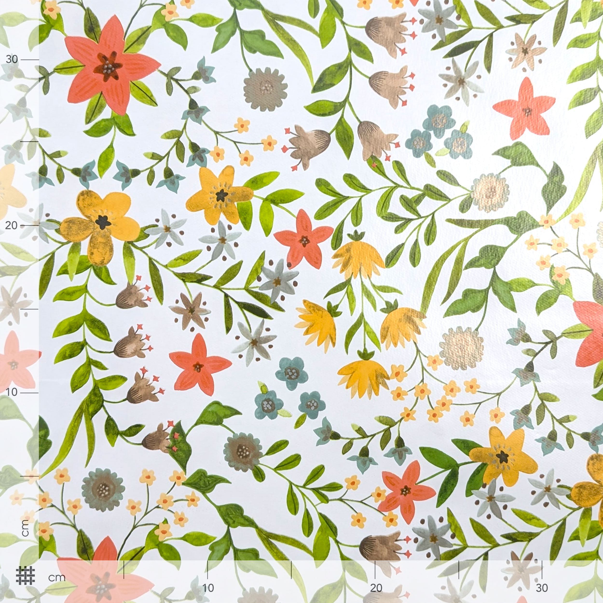 Fabric for Plasticised Tablecloth Warm Tone Flowers Image