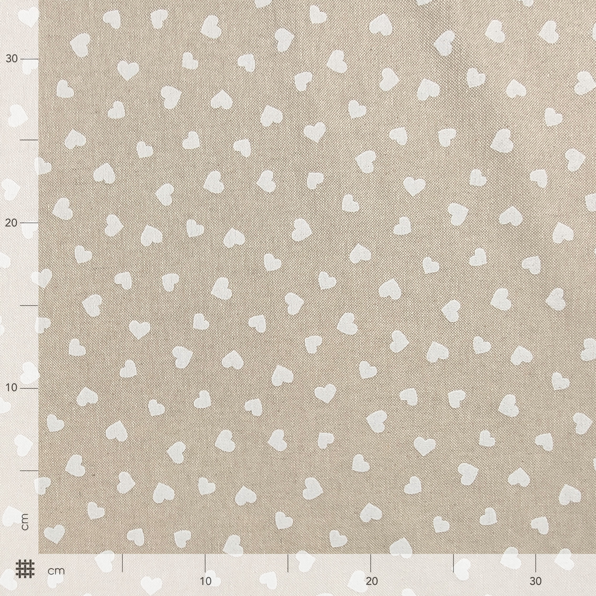 Panama White Hearts Beige Background