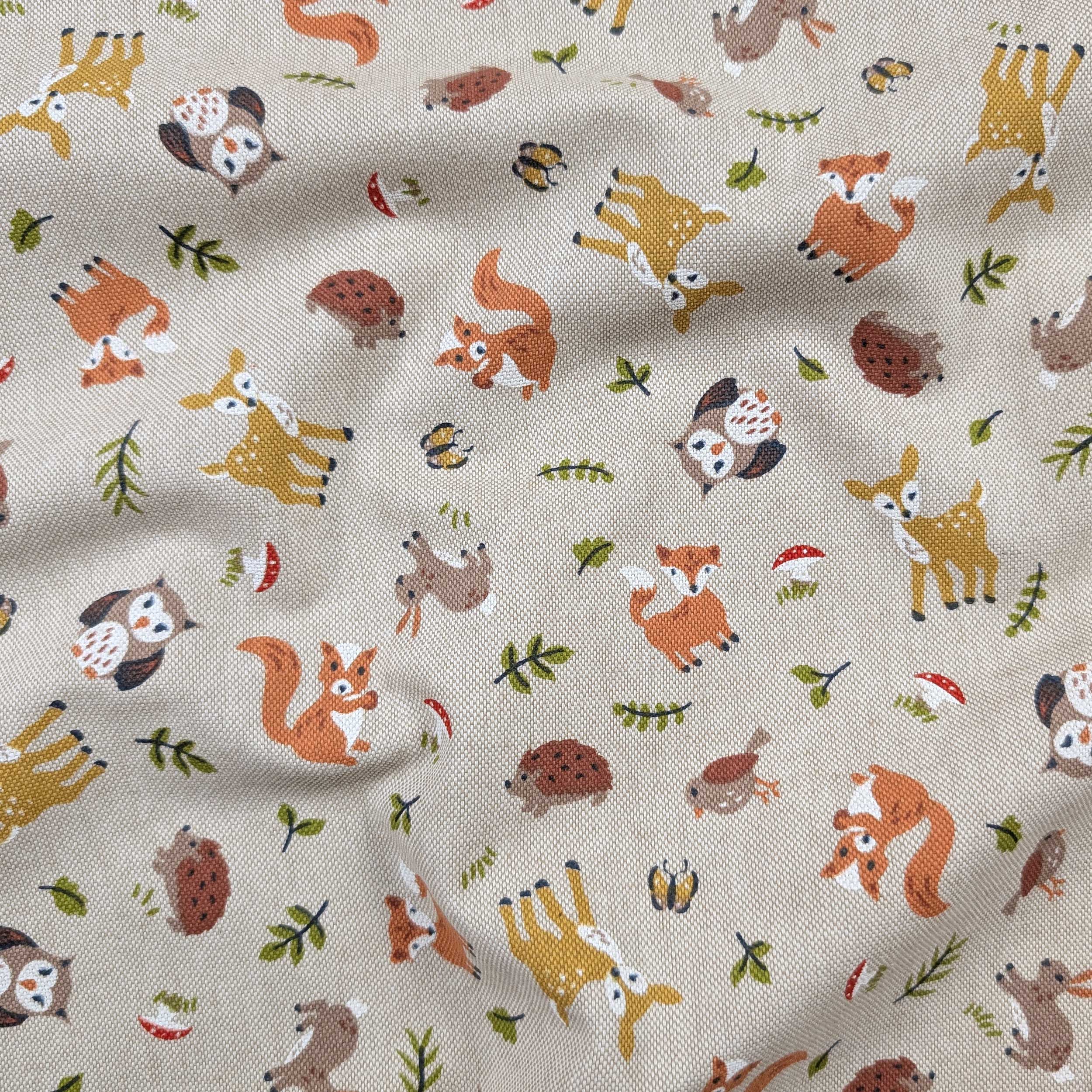 Panama Fabric Happy Animals in the Woods Image