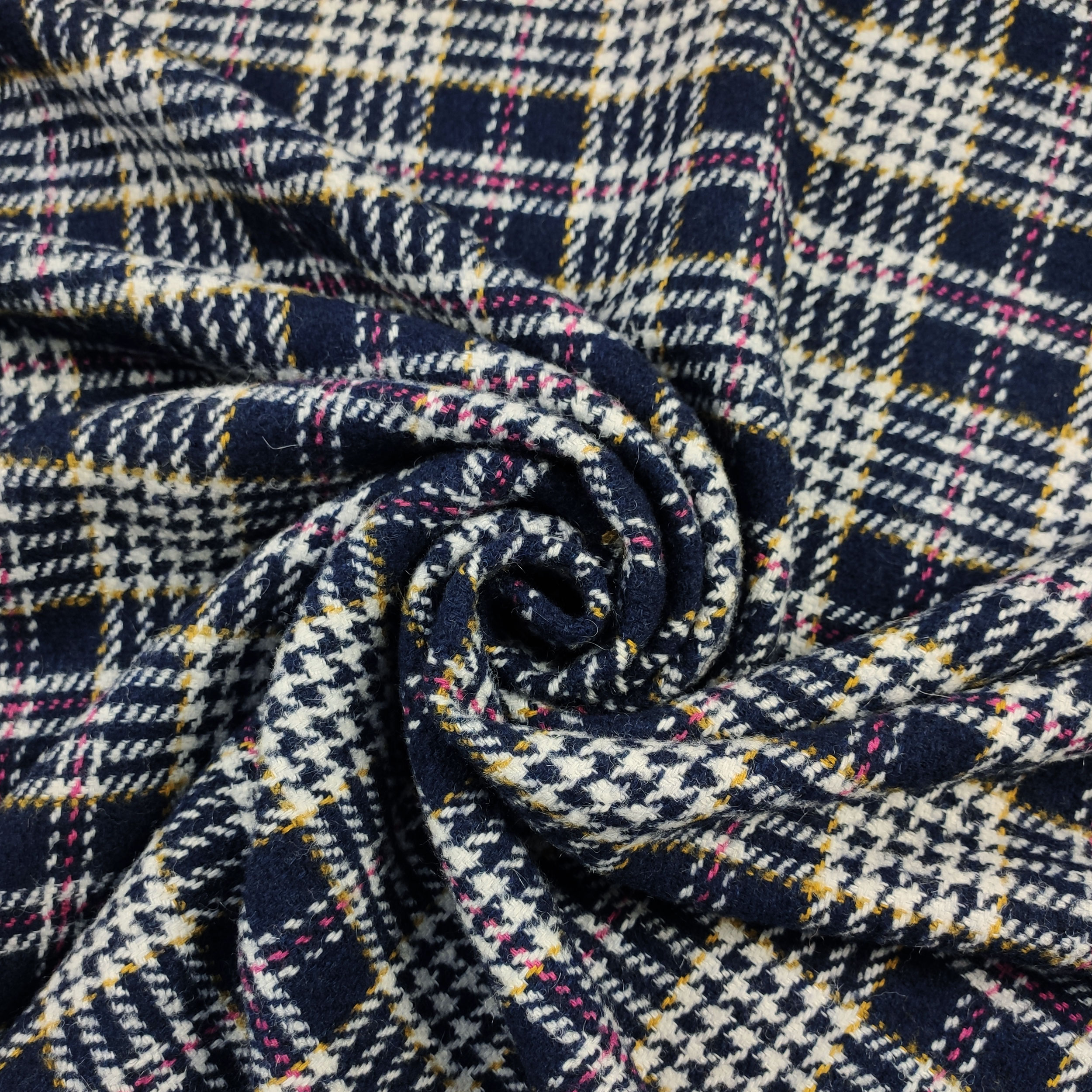 Tartan Pied de Poule Fils de couleur bleue
