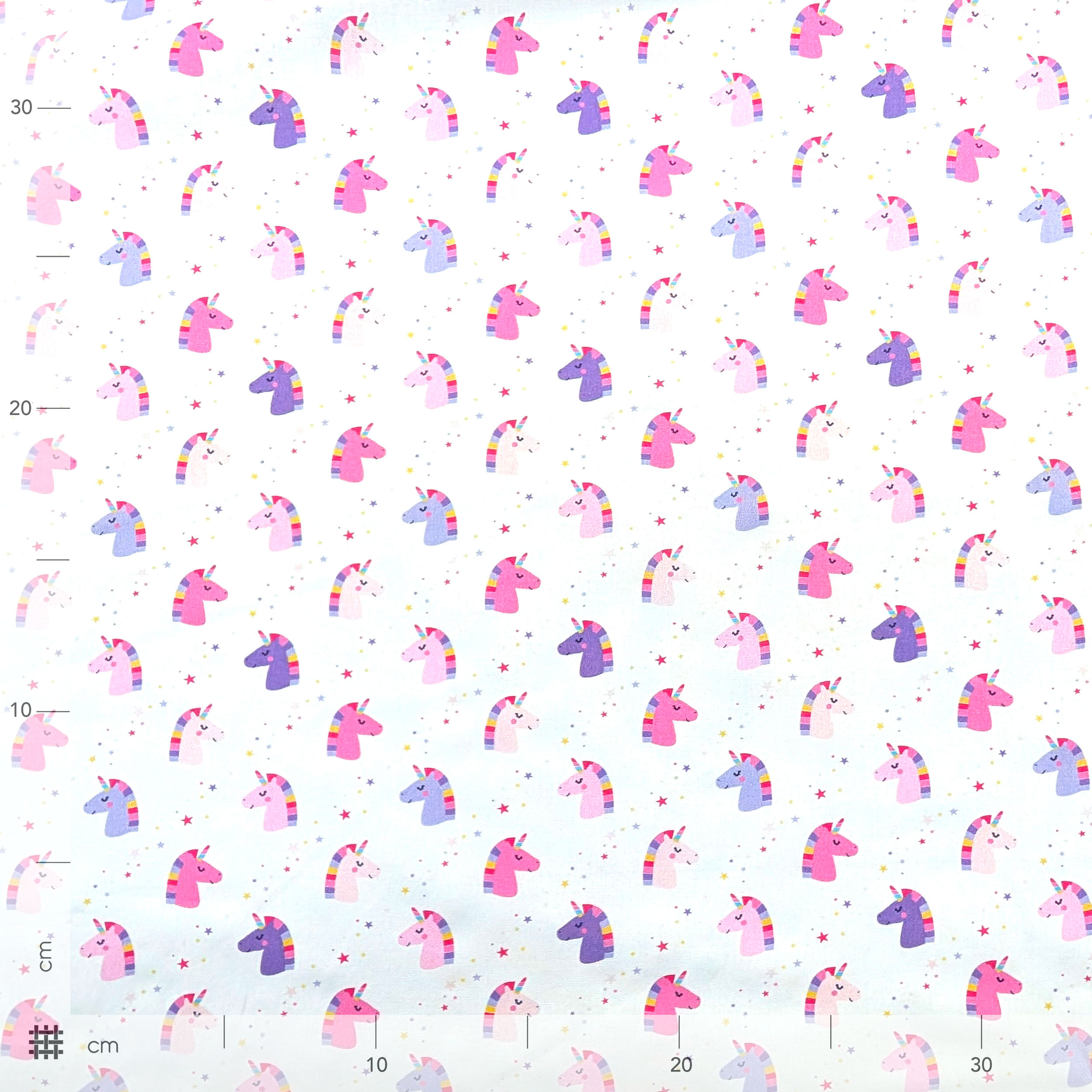 Cotton Poplin Unicorns White Background
