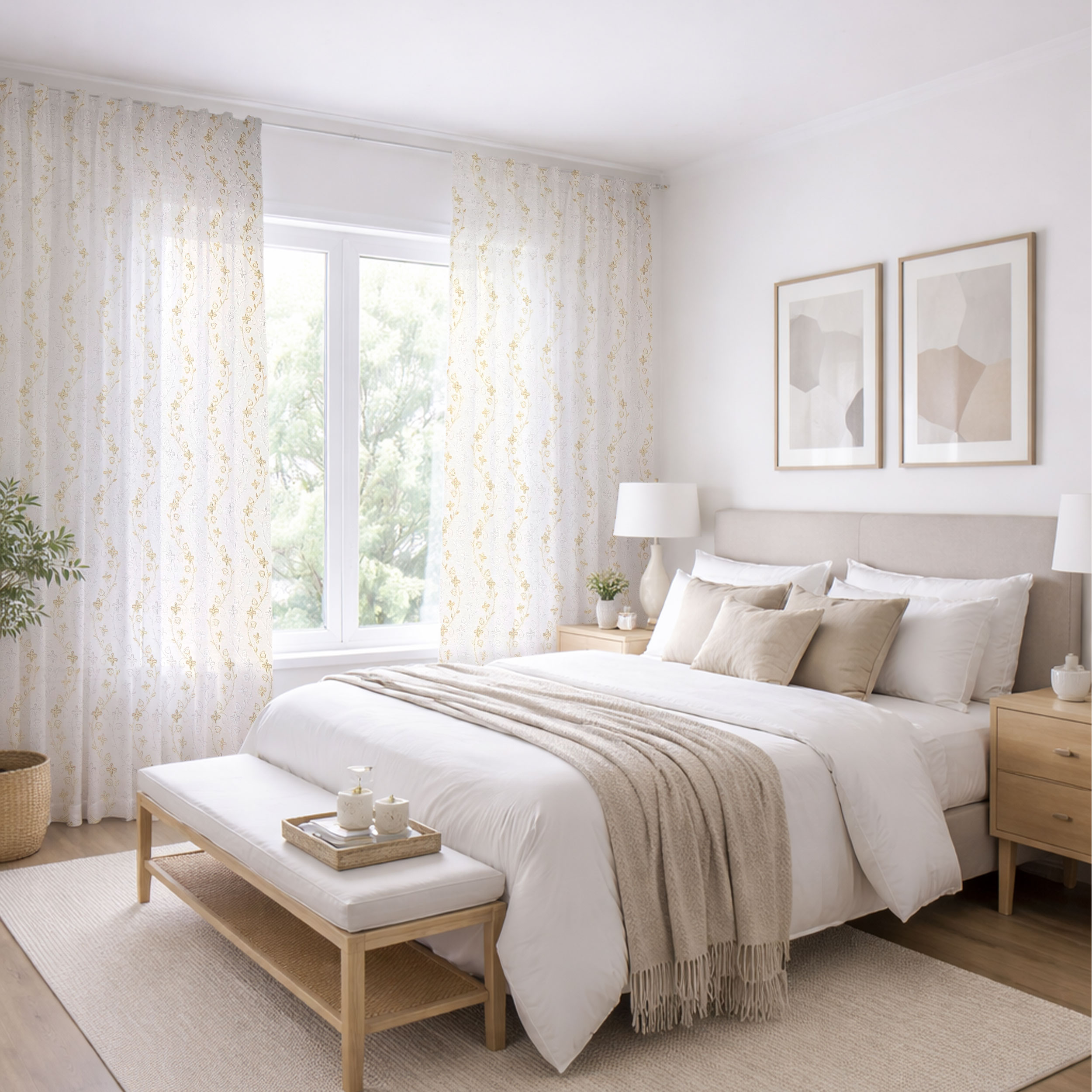 Curtain Fabric Lace Arianna Gold Image