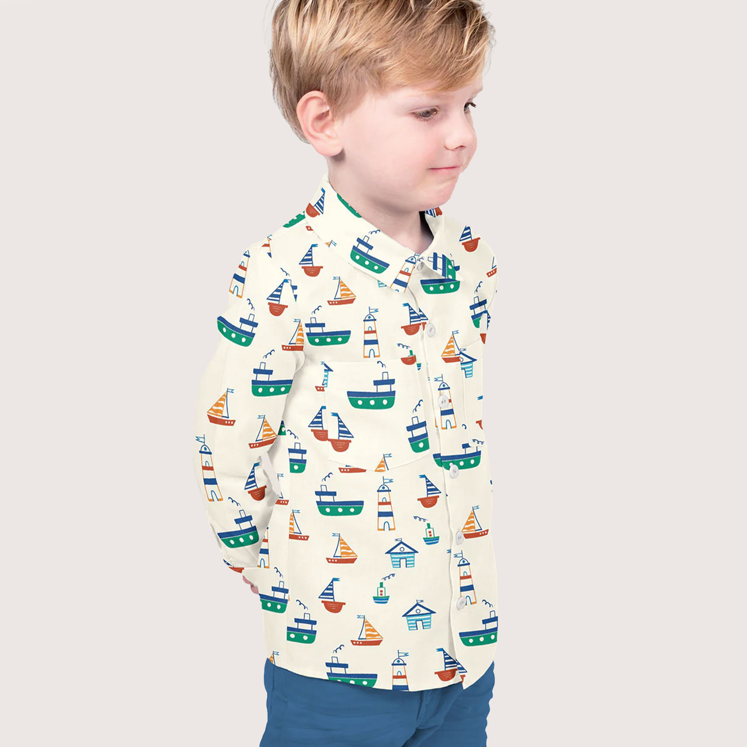 Cotton Poplin Sailing Boats Image