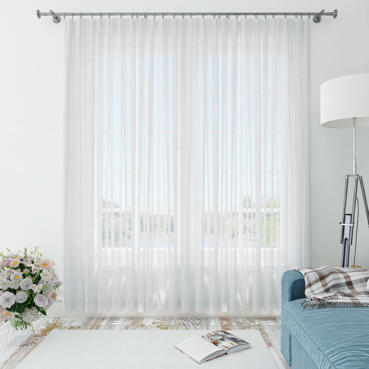 Tissu de rideau en faux lin couleur unie 4