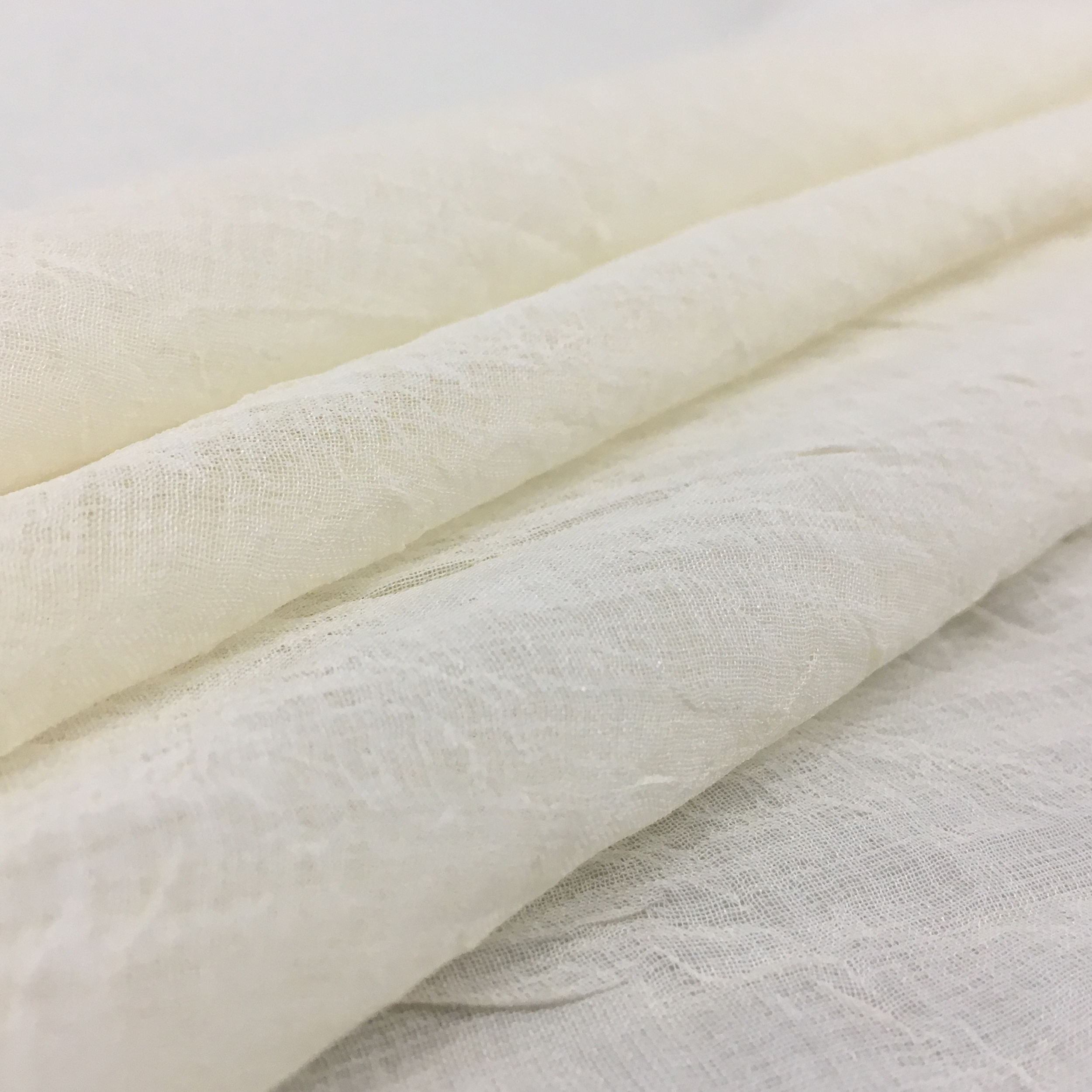 Tissu de rideau en gaze froissée - Ecru