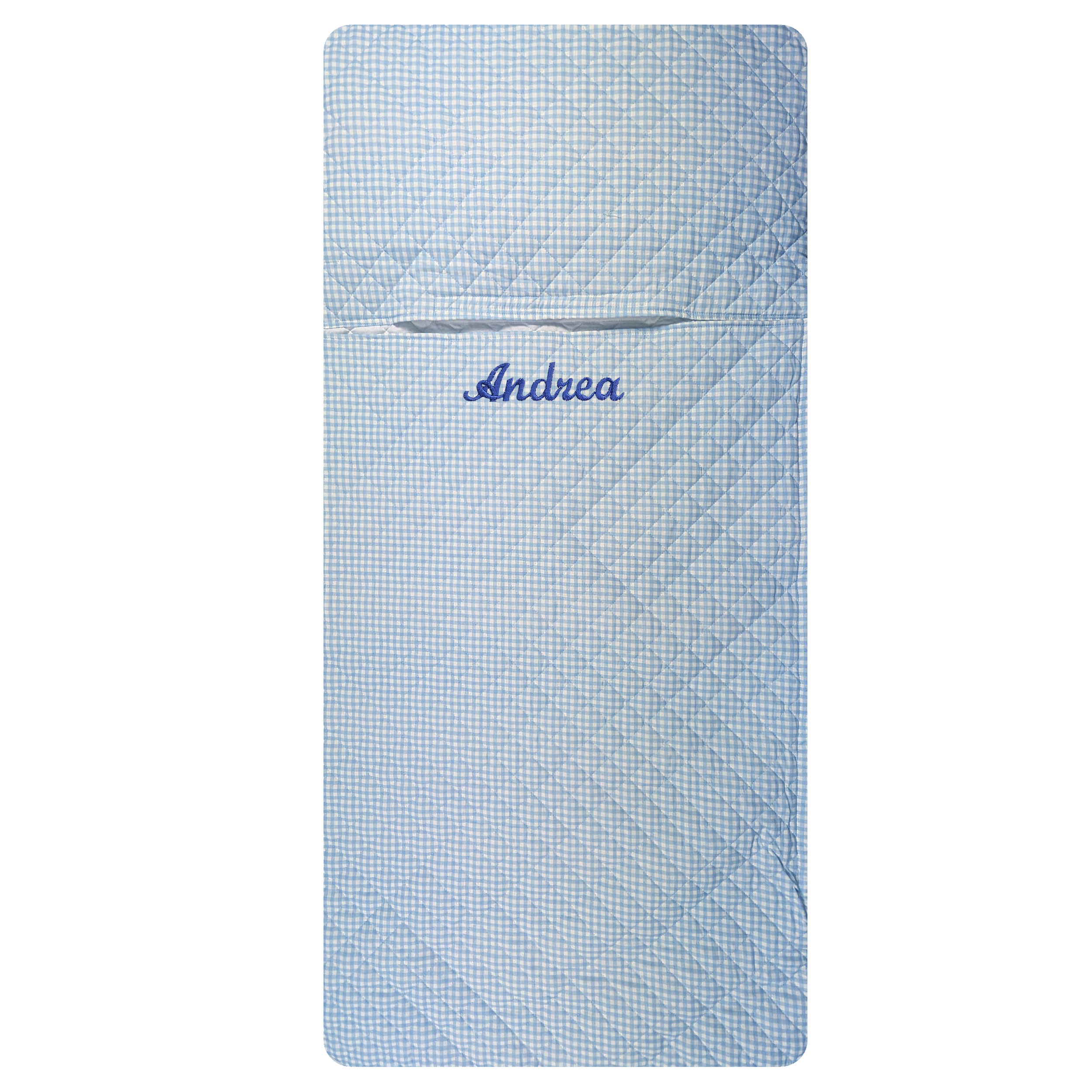Light Blue Gingham Baby Sleeping Bag Image