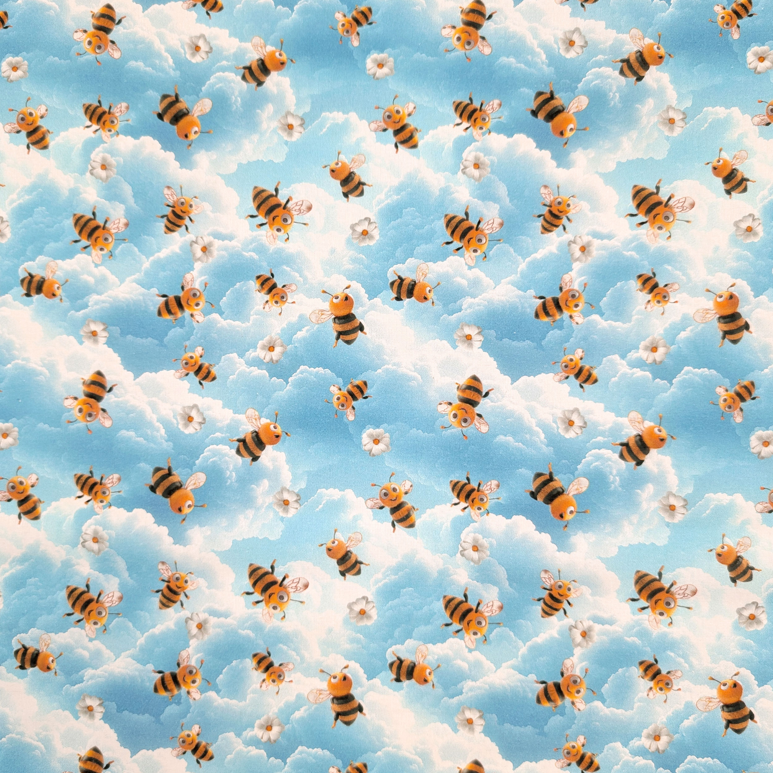 Digital Cotton Bees and Clouds Image