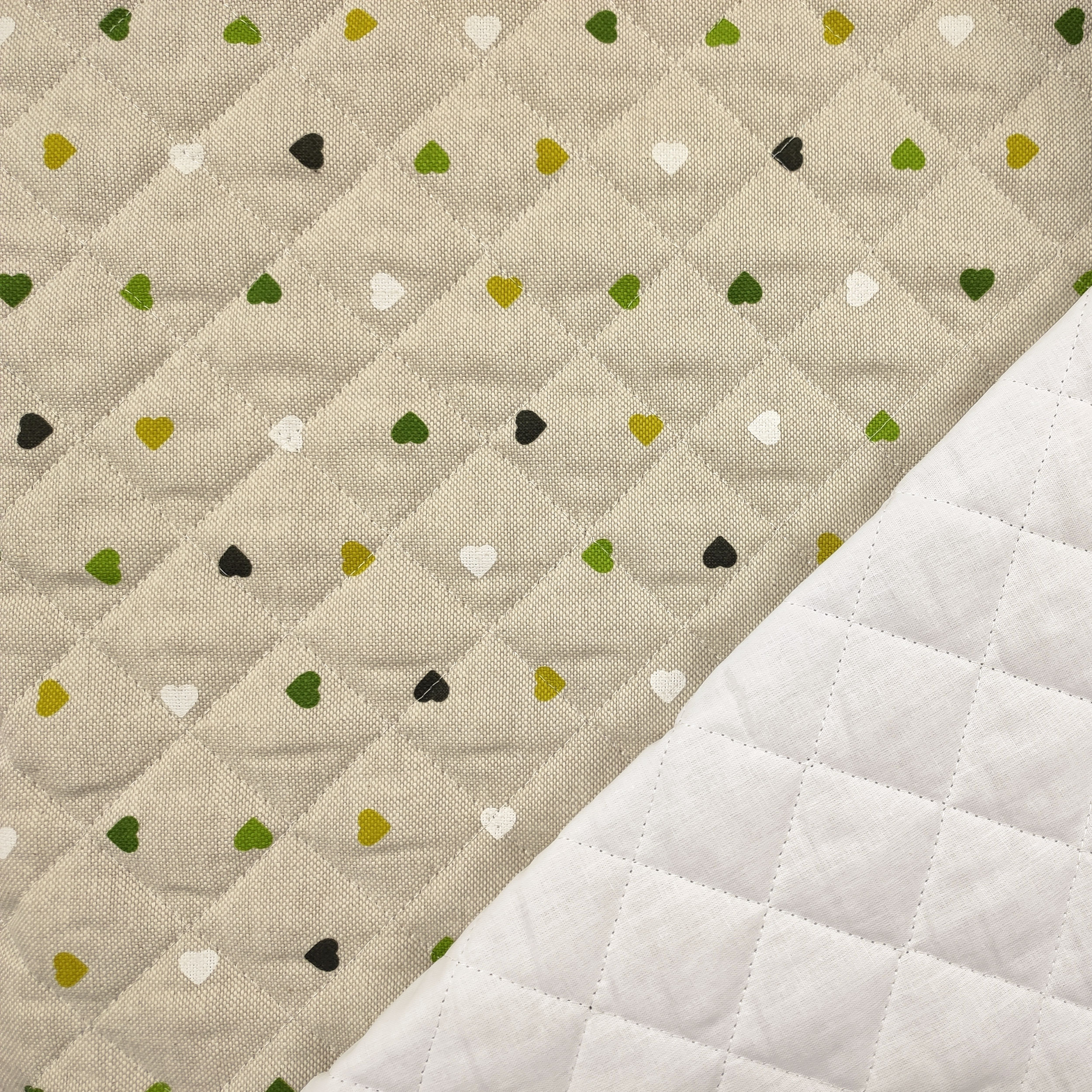 Cuoricini Toni Green Quilted Fabric