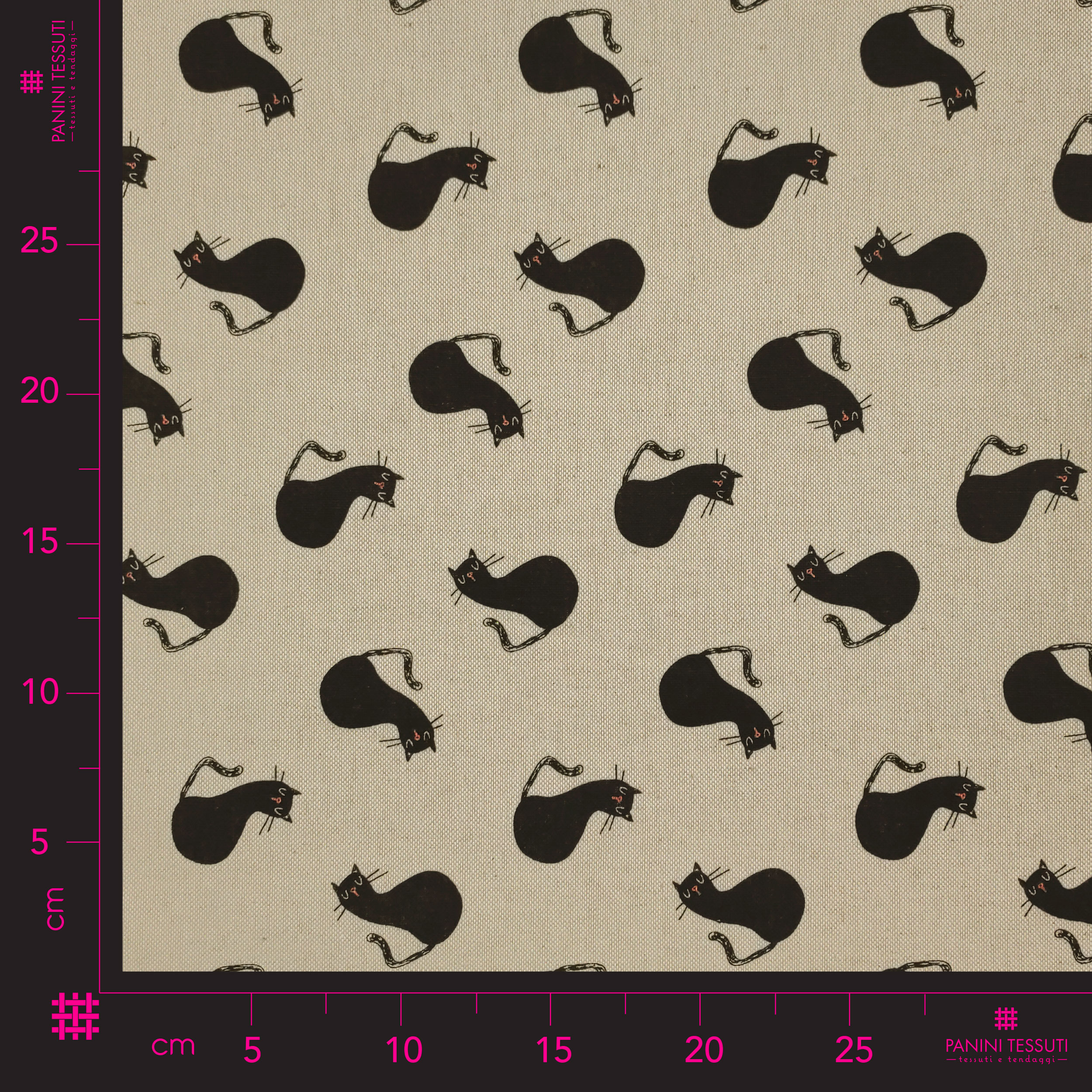 Panama Tissu Découpe Chatons noirs 50x145 cm Image