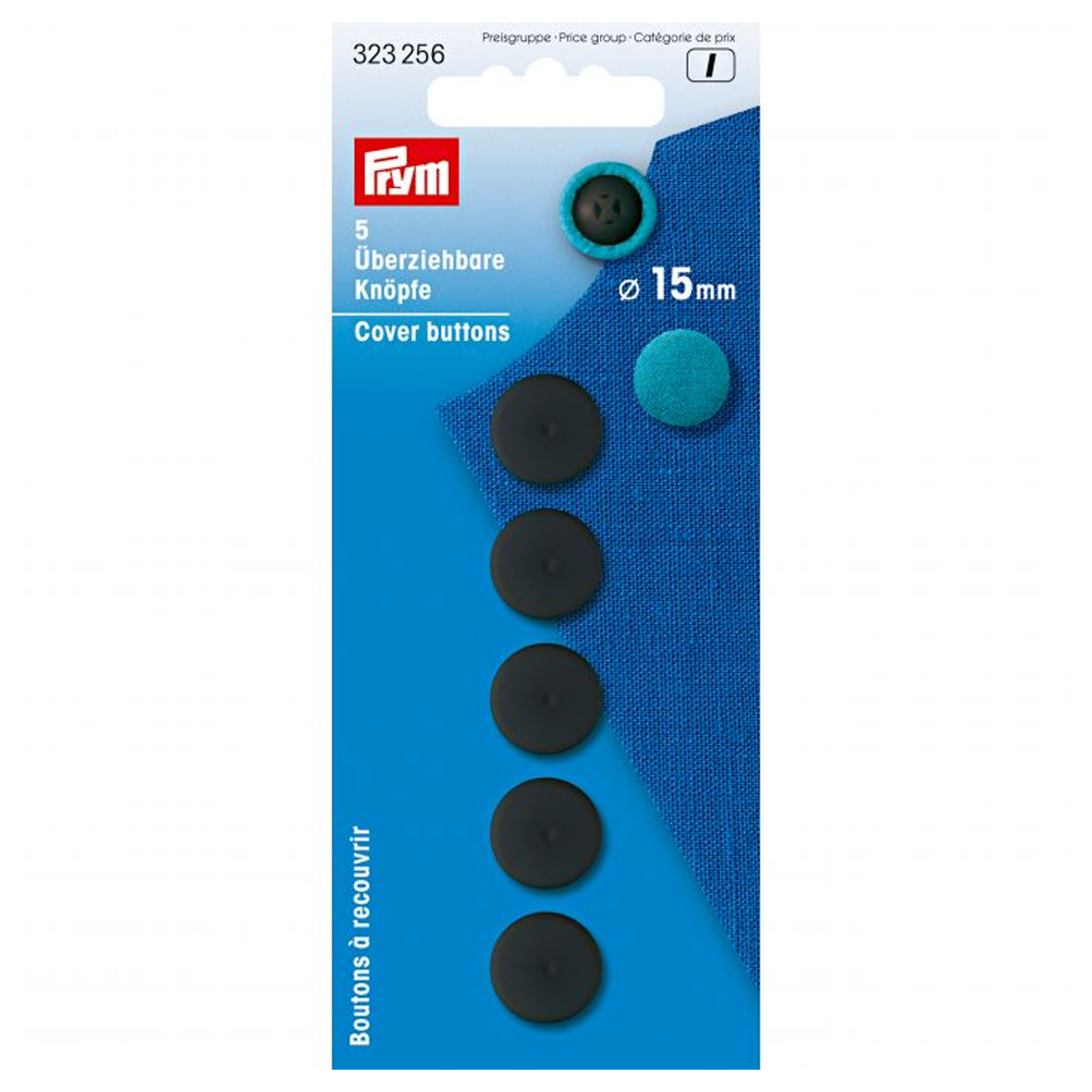Boutons de couverture Prym 15 mm Noir