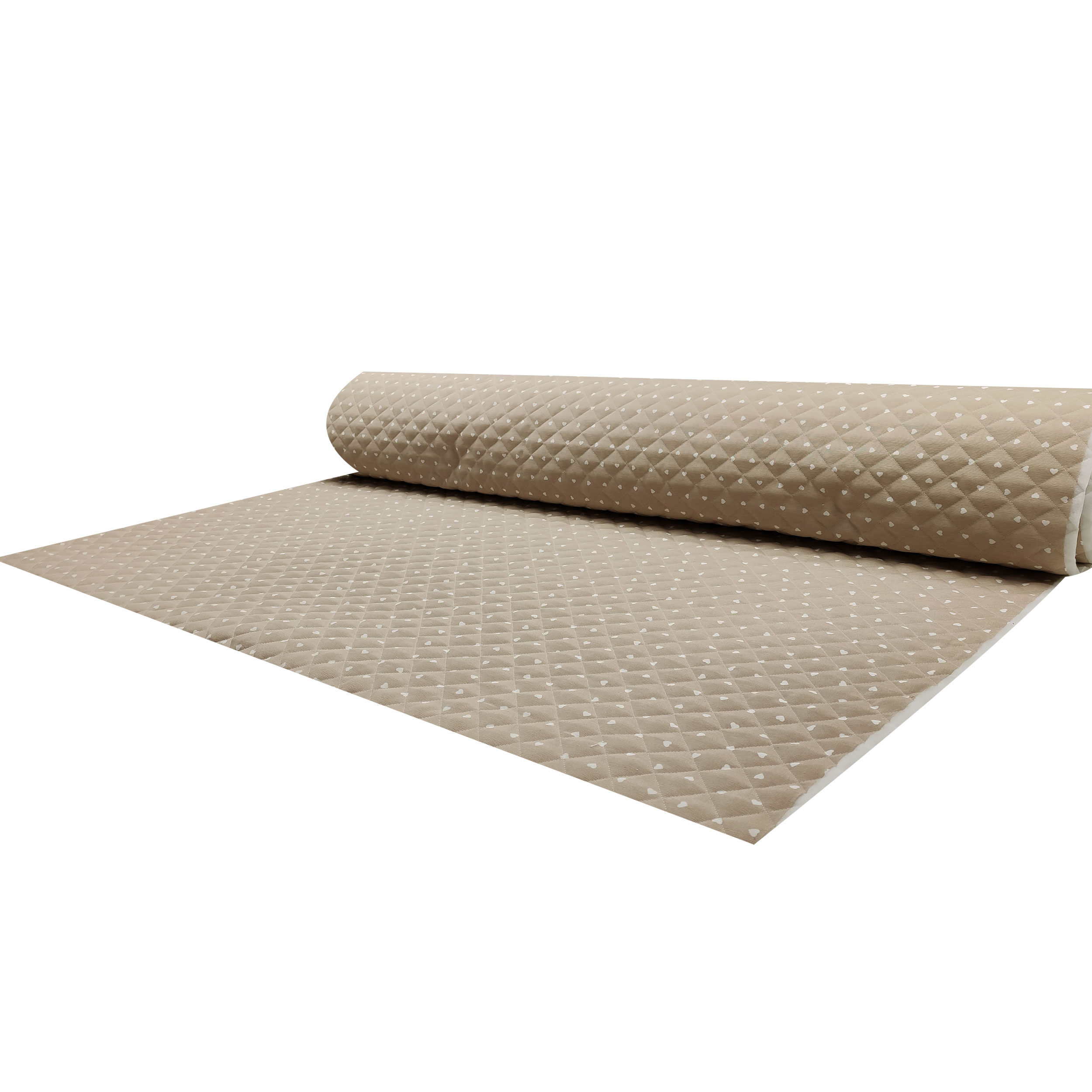 Tissu matelassé Cœurs blancs Fond beige Image