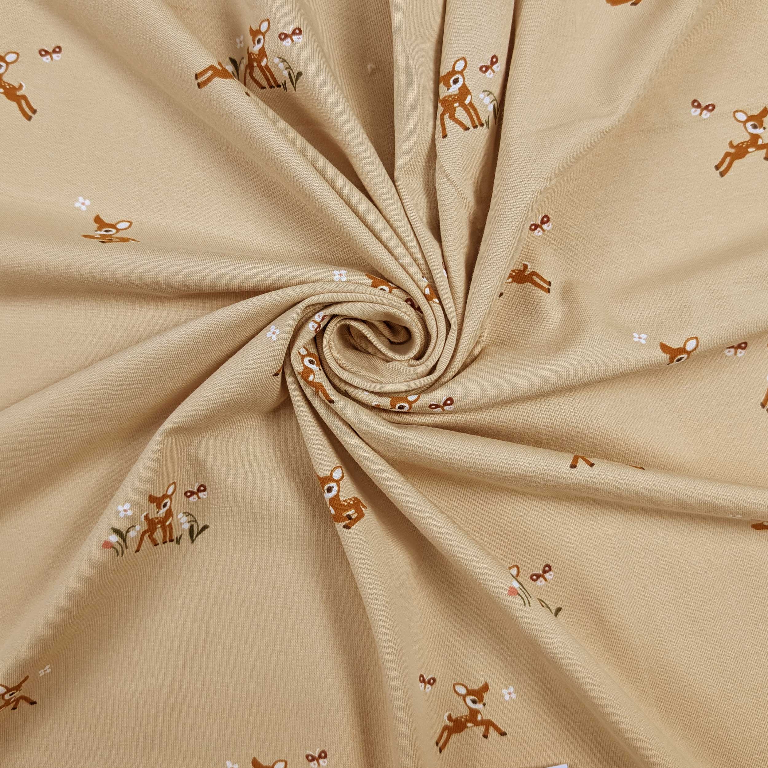 Jersey Cotton Background Beige with Fawns Image