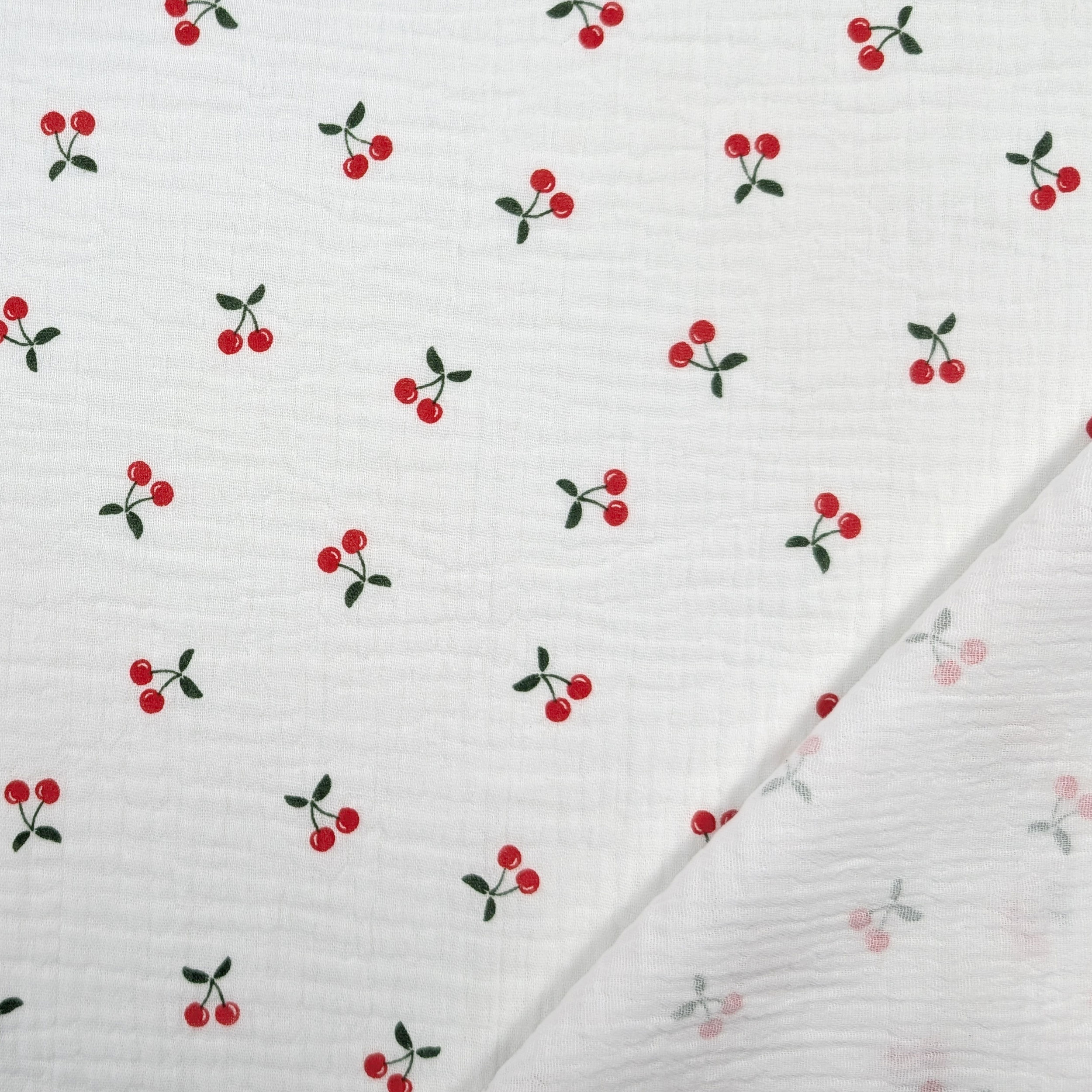 Double Gauze Cotton Muslin Cherries Image