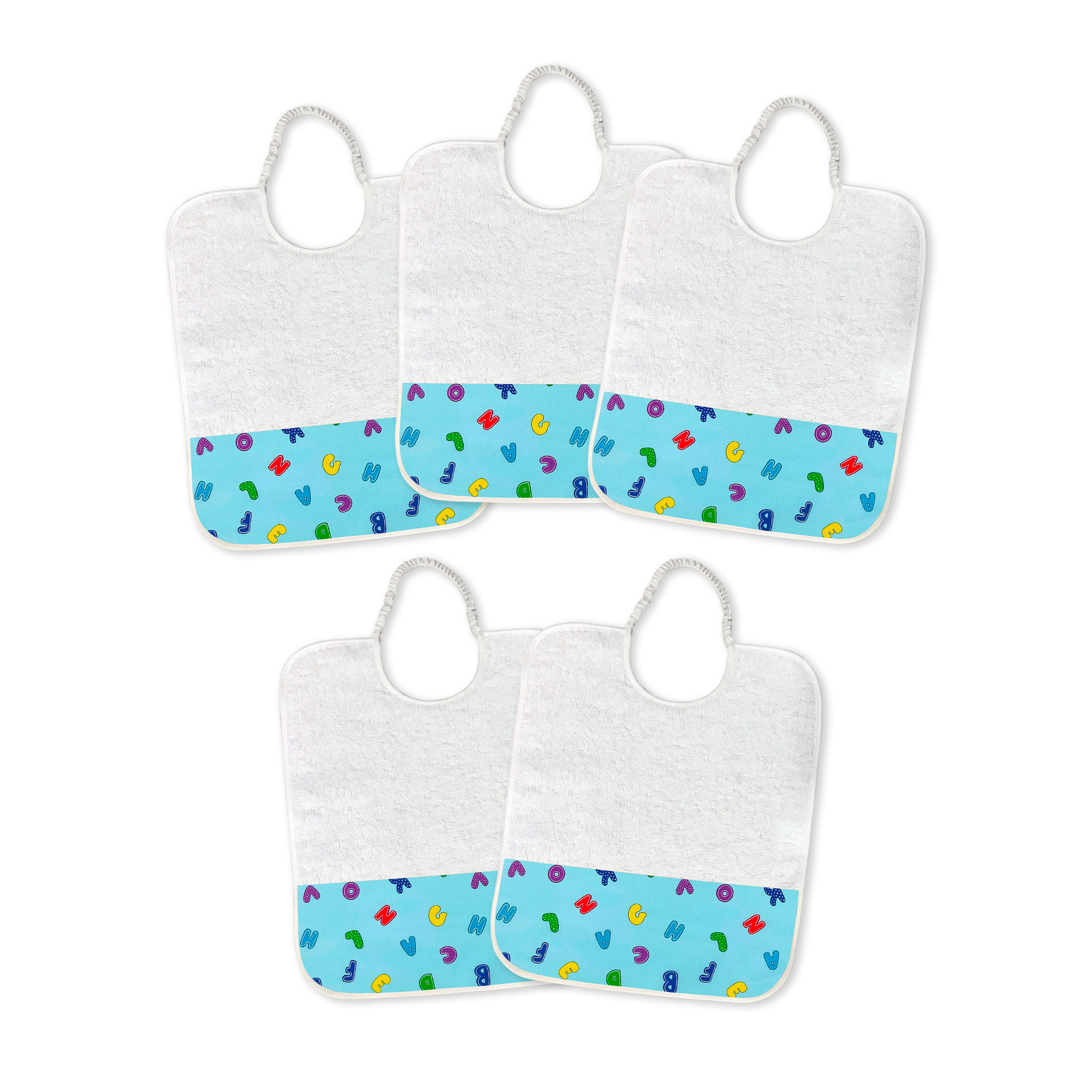 Set 5 Alphabet Lätzchen Hellblauer Hintergrund